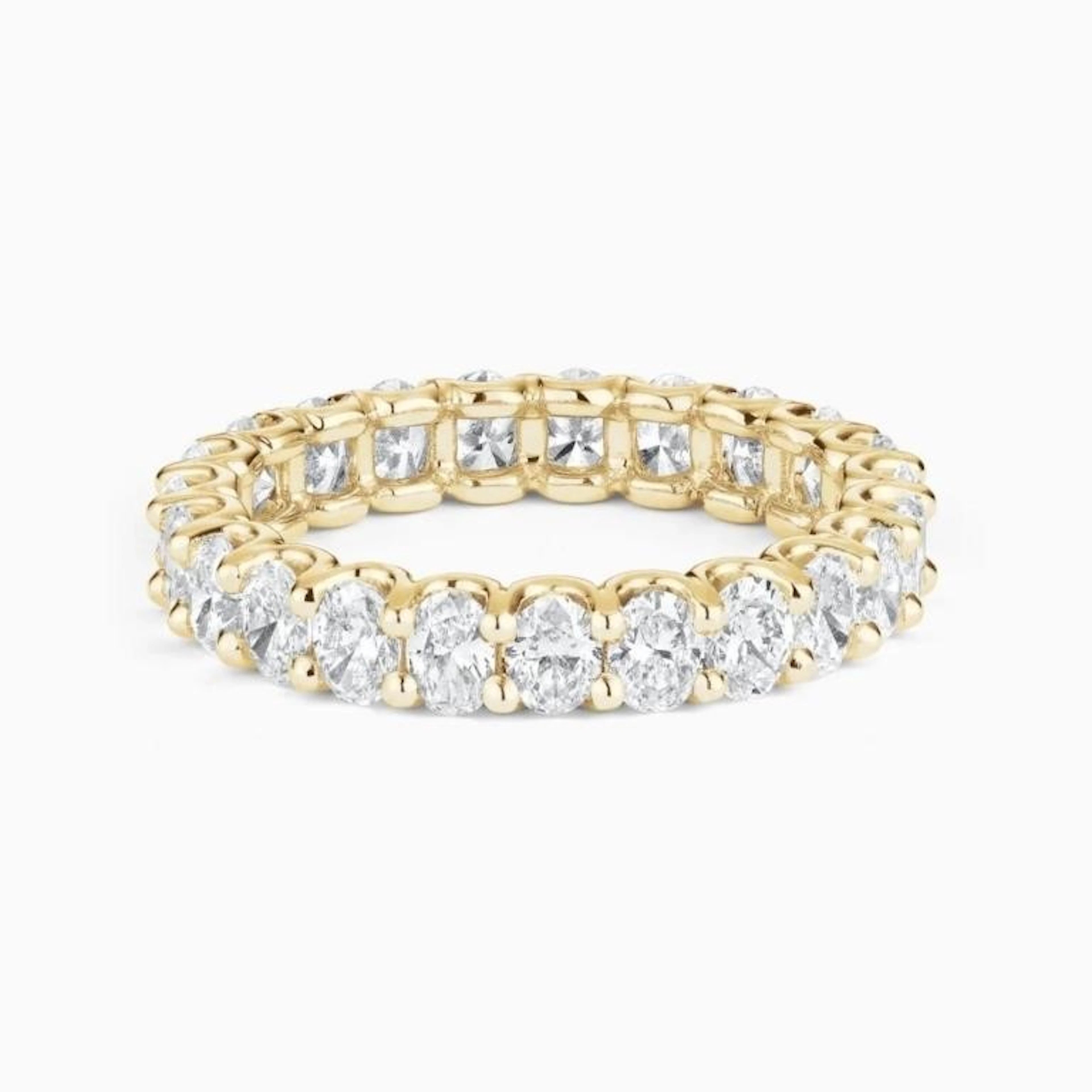 Gold & Lab Oval Diamond 7.50 Cts Eternity Ring