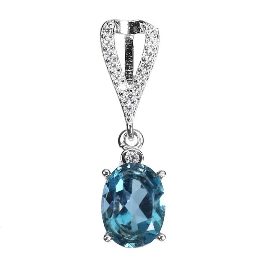 Natural London Blue Topaz Pendant