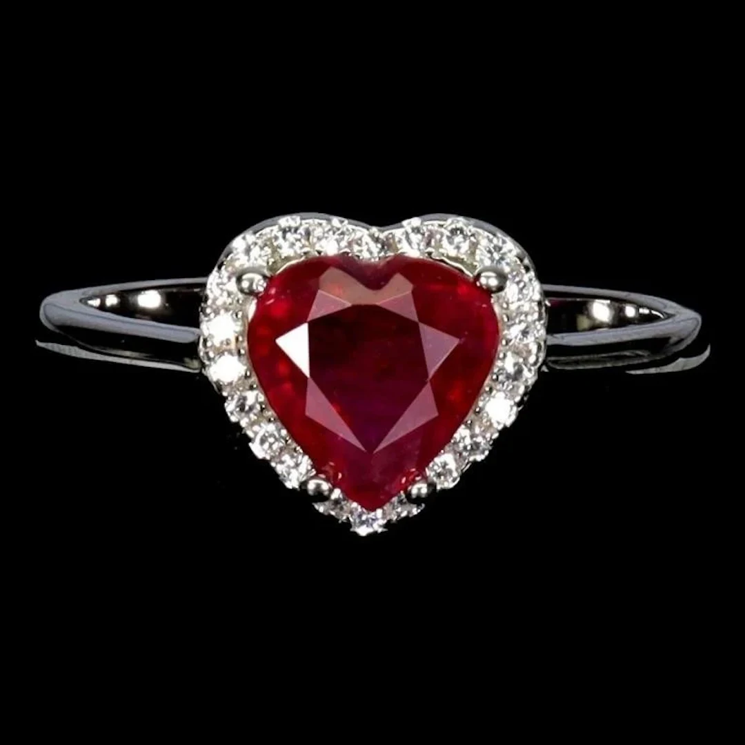 Natural Pigeon Blood Red Heart Ruby Ring