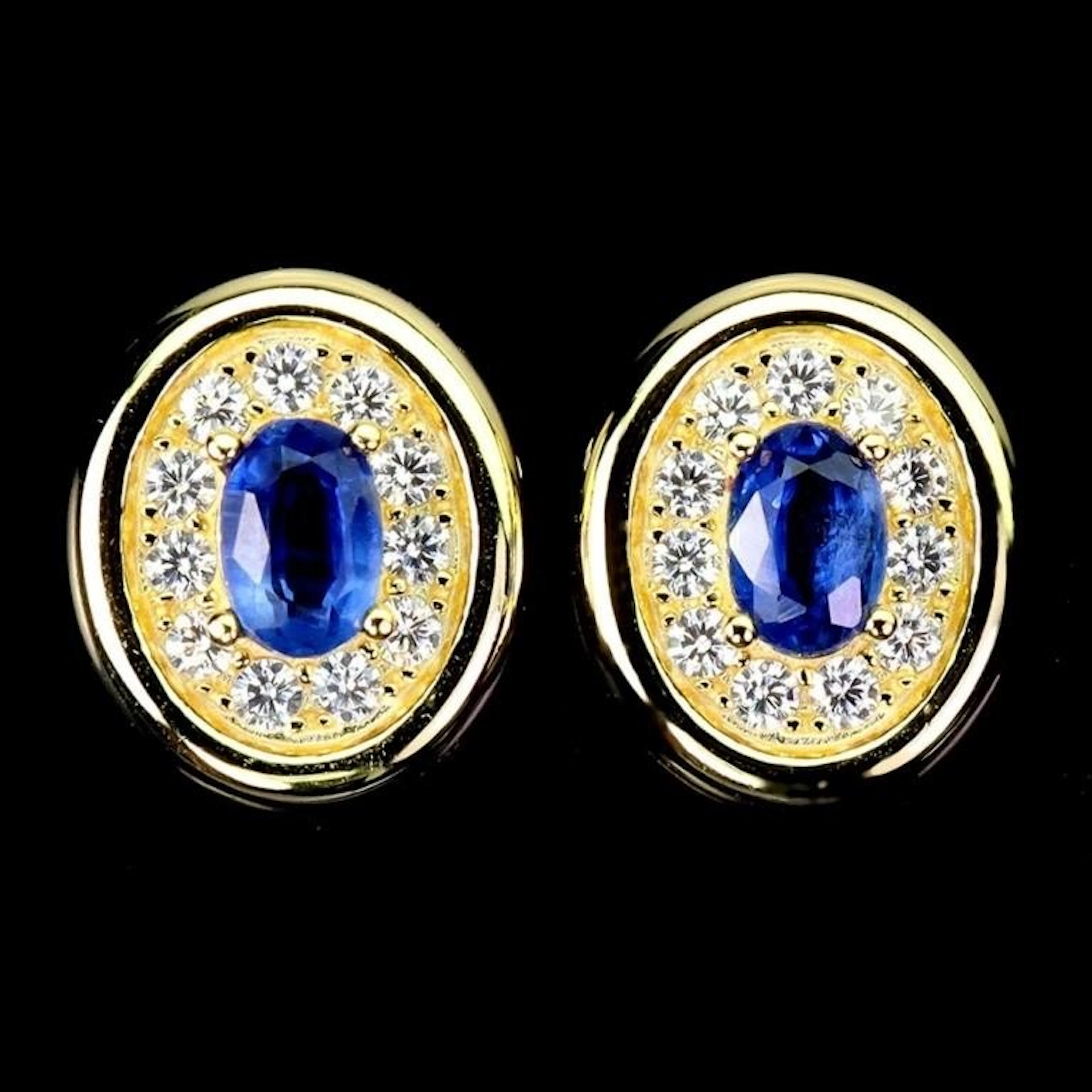 Natural Oval Blue Kyanite Earrings