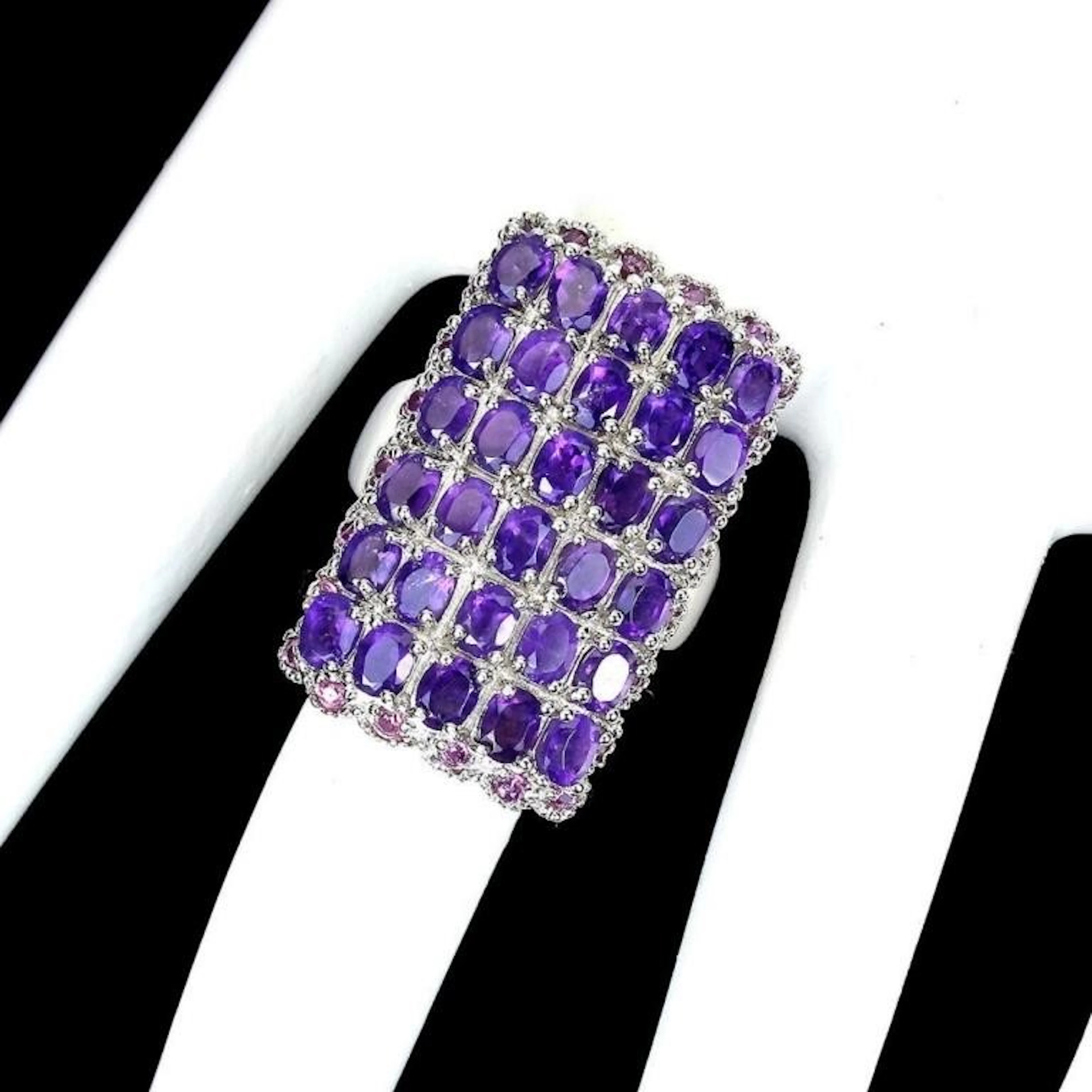 Natural Amethyst & Rhodolite Garnet Ring