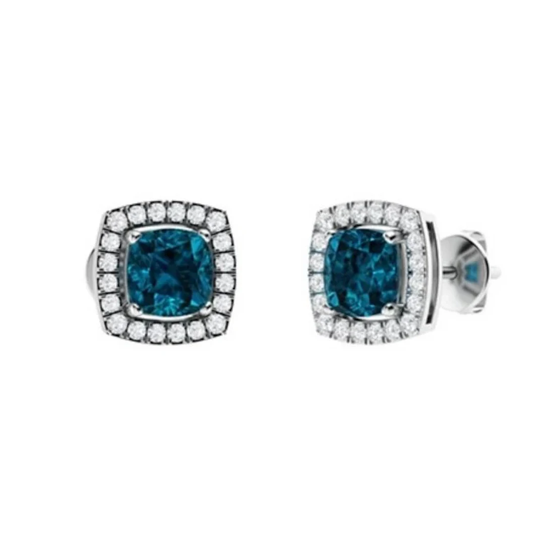 Gold Natural London Topaz Diamonds EarStuds