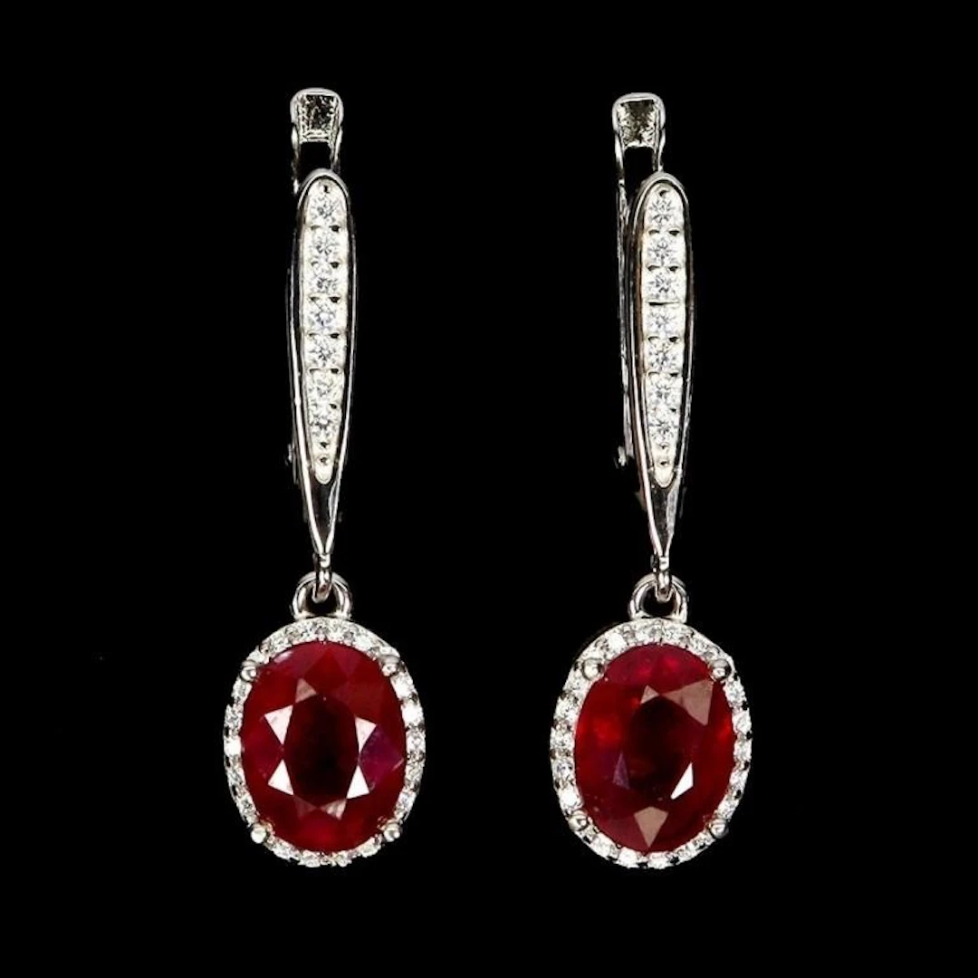 Natural Pigeon Blood Red Ruby Earrings