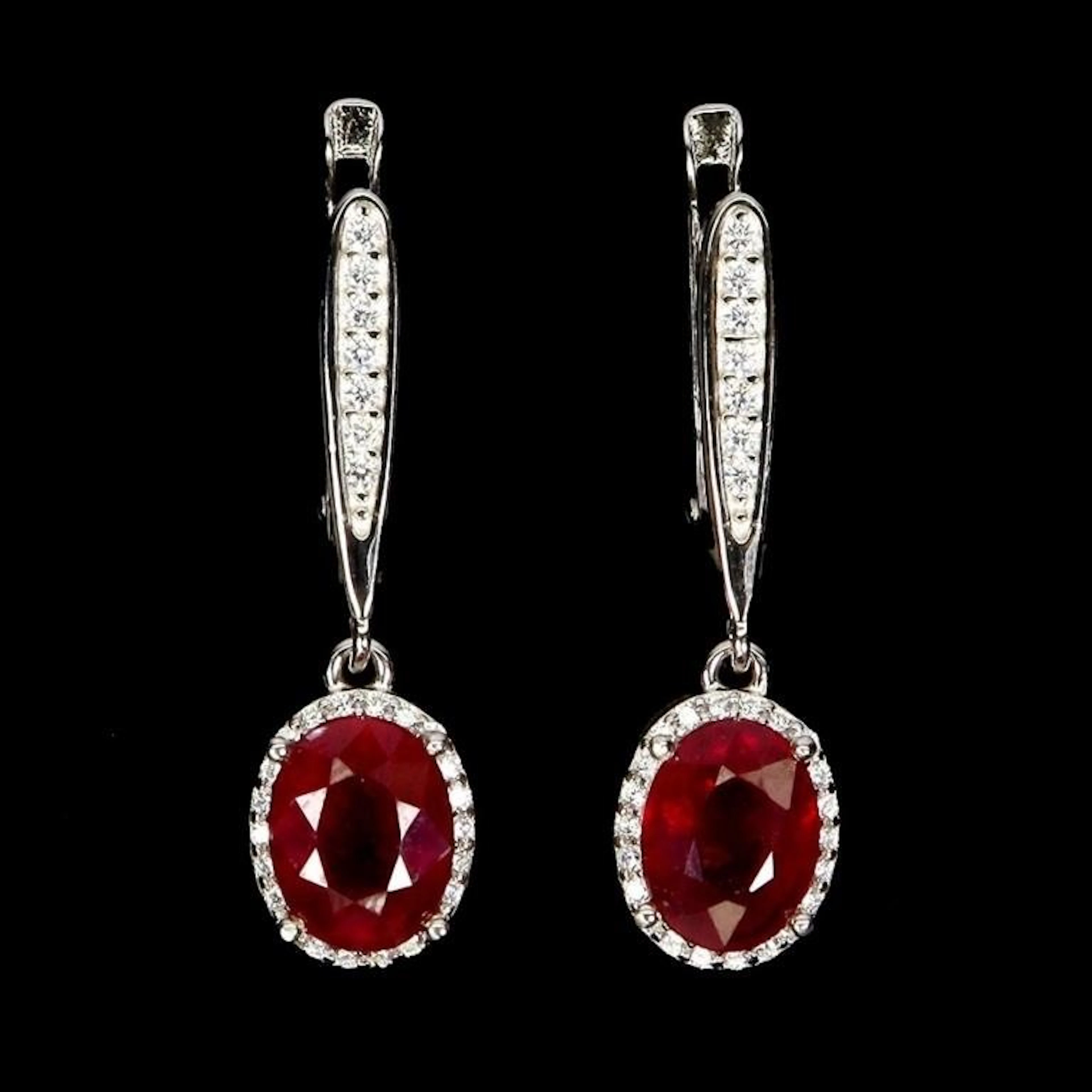 Natural Pigeon Blood Red Ruby Earrings