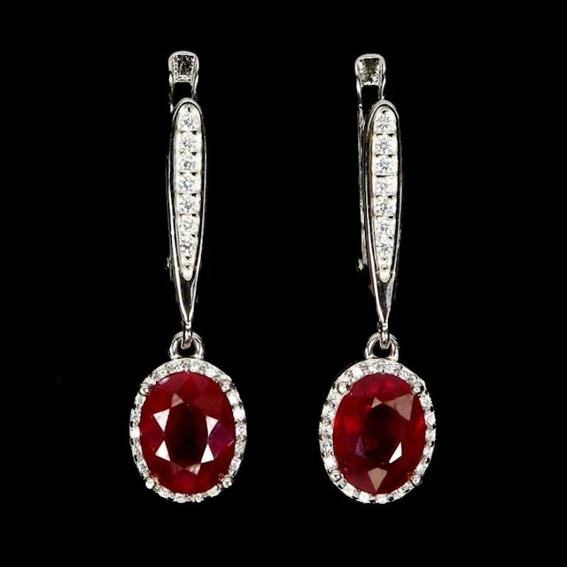 Natural Pigeon Blood Red Ruby Earrings