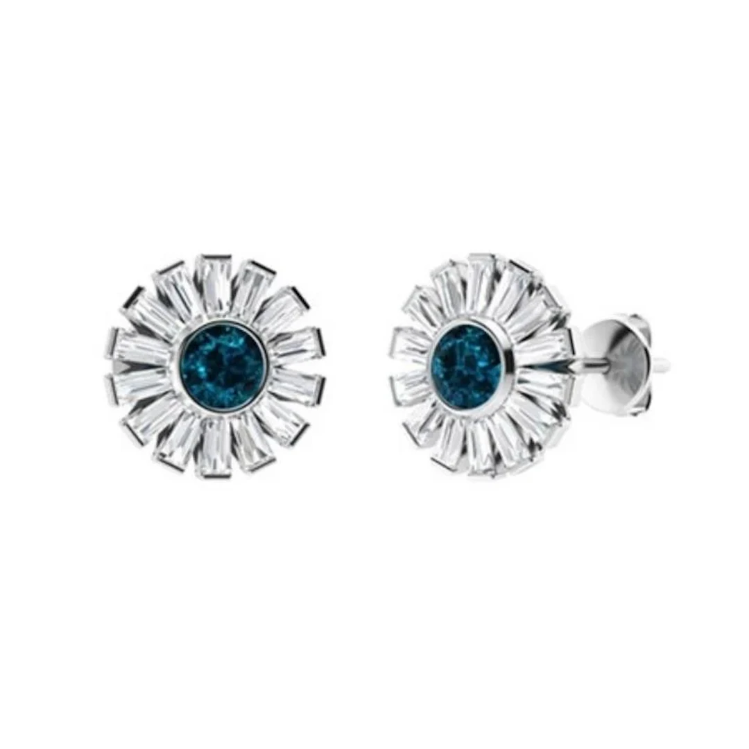 Gold Natural London Topaz Diamonds 5 Cts EarStuds