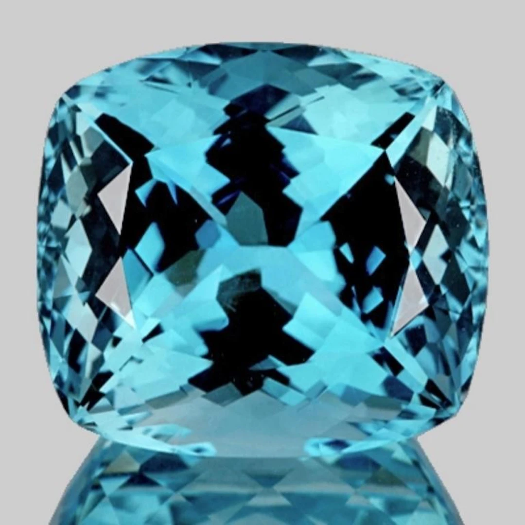 Natural Cushion Sky Blue Topaz {Flawless-VVS1}