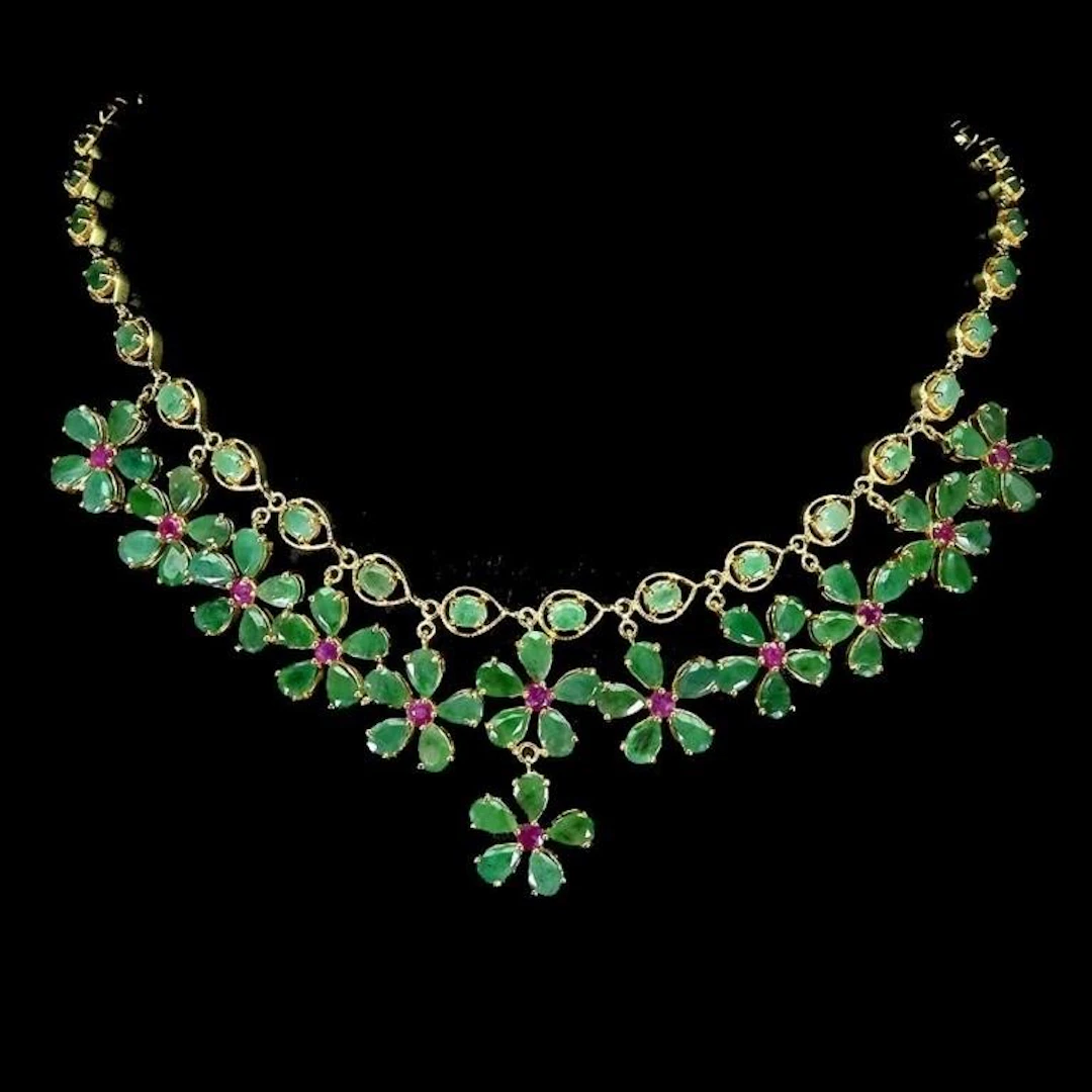 Natural Brazil Emerald & Ruby Necklace