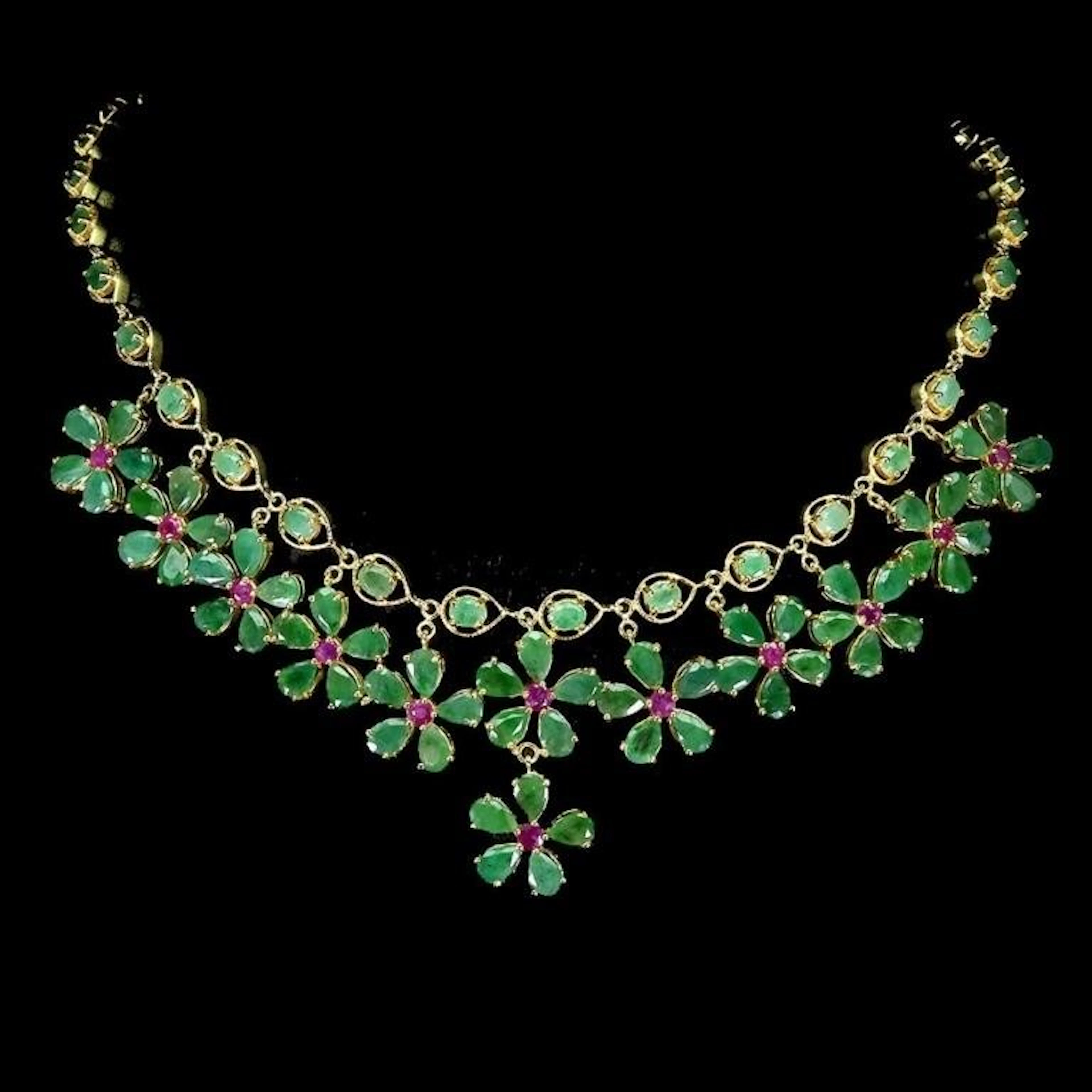 Natural Brazil Emerald & Ruby Necklace