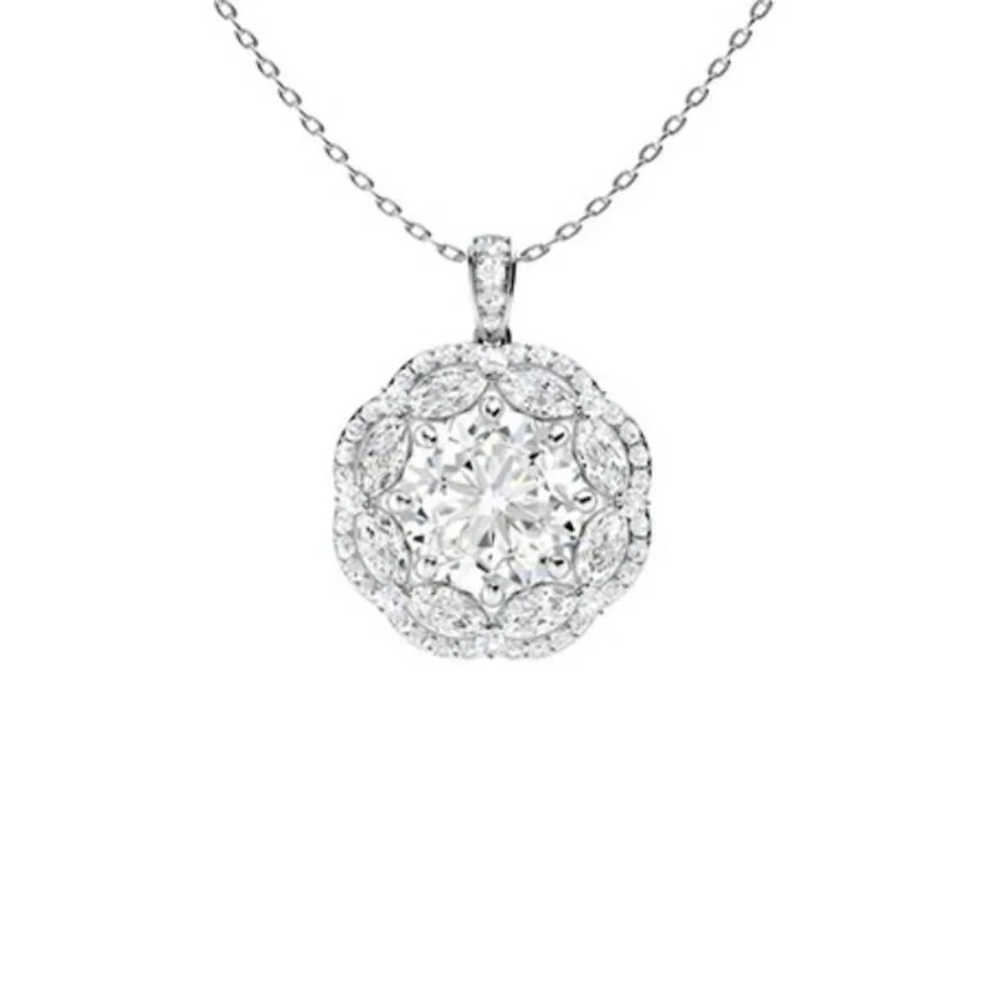 Gold & White Diamonds 4 Cts Necklace - E/VVS