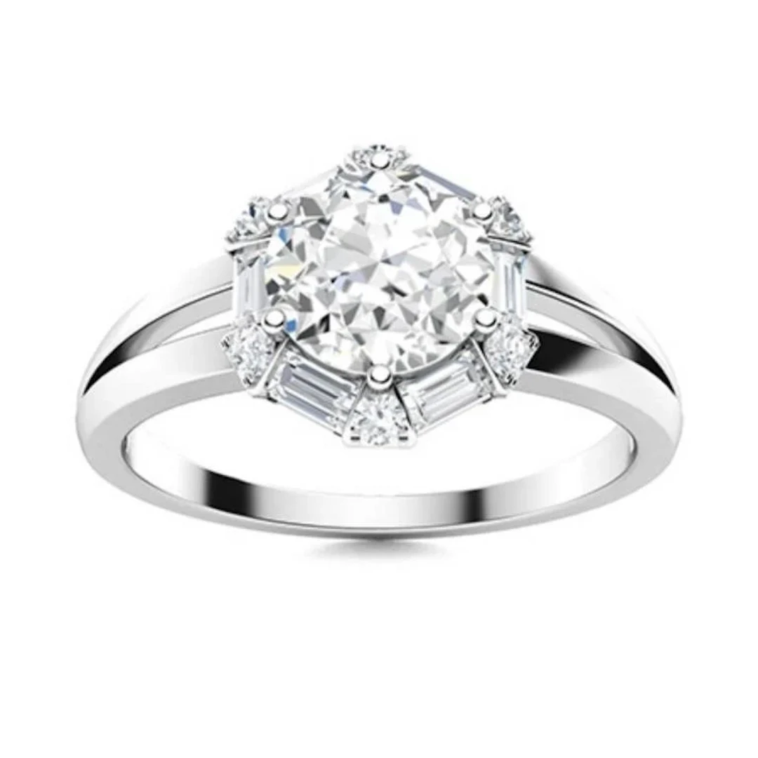Gold & Brilliant White Diamond 1.50 Cts Ring - E/V