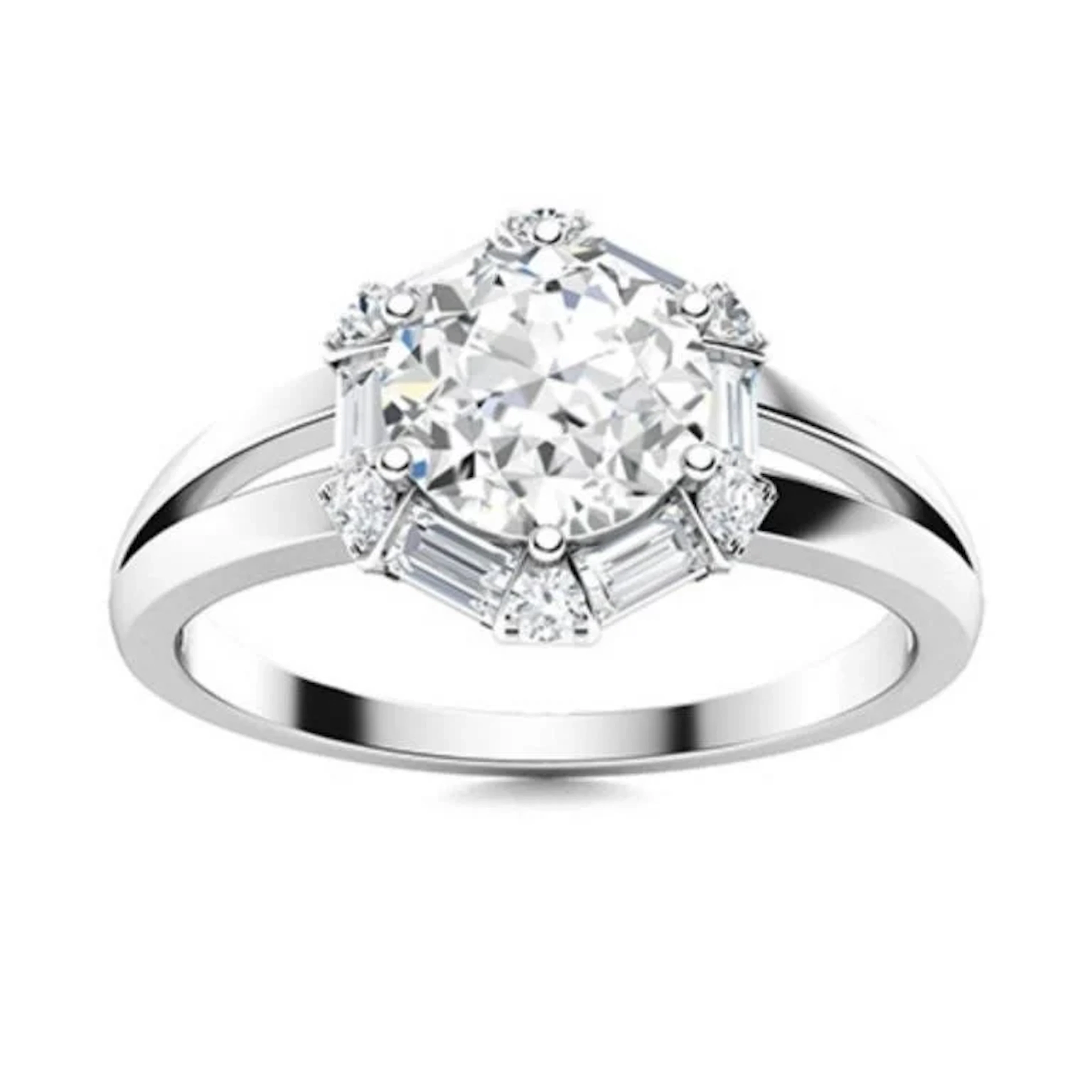 Gold & Brilliant White Diamond 1.50 Cts Ring - E/V