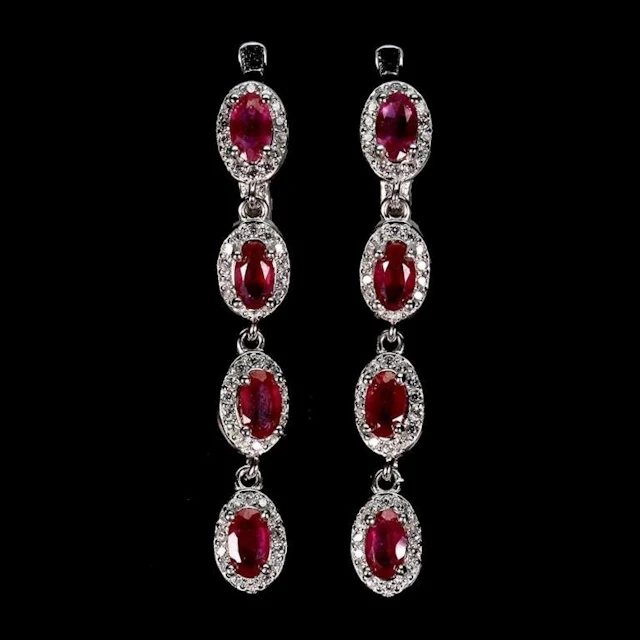 Natural Pigeon Blood Red Ruby Earrings