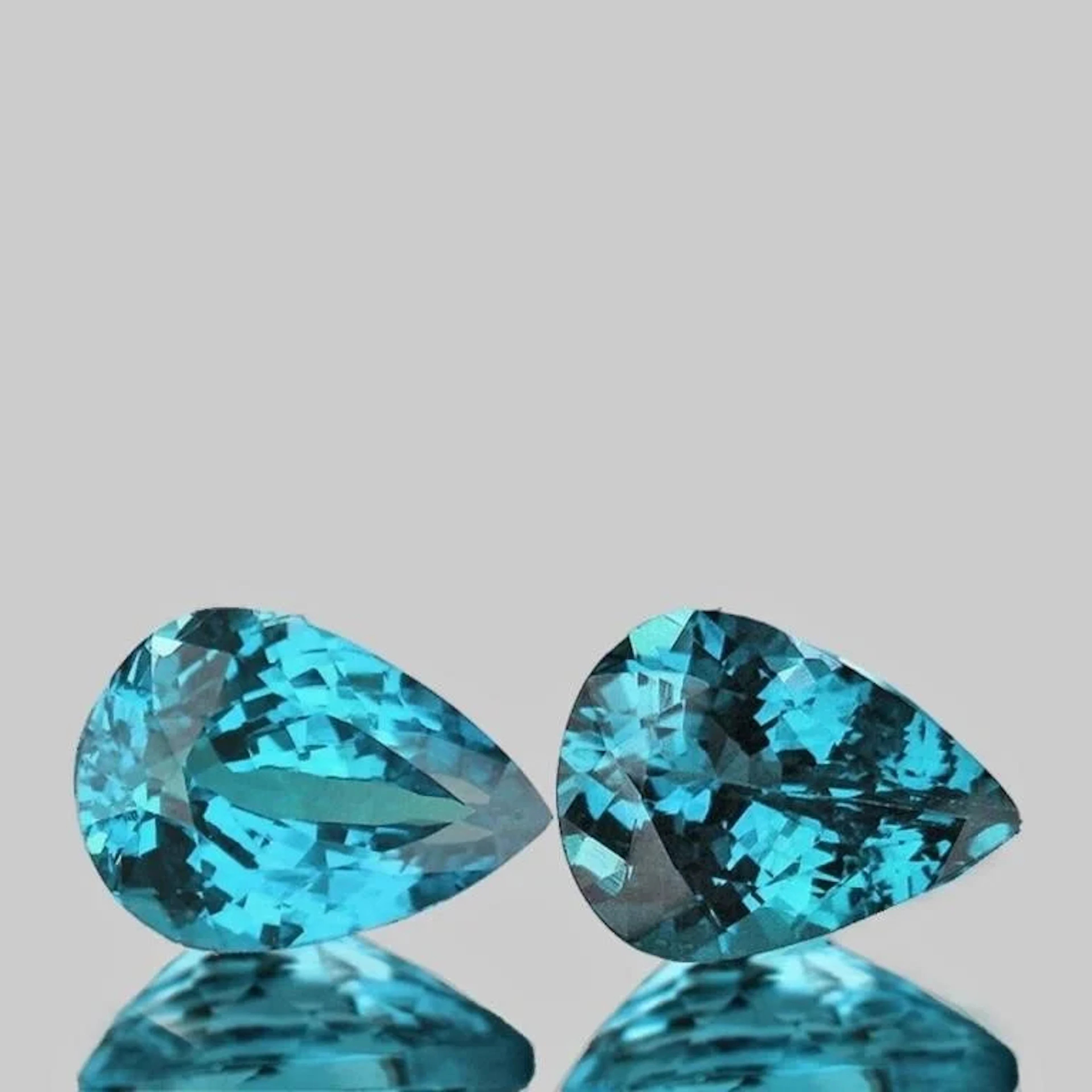 Natural Brazil Paraiba Blue Apatite Pair {Flawless