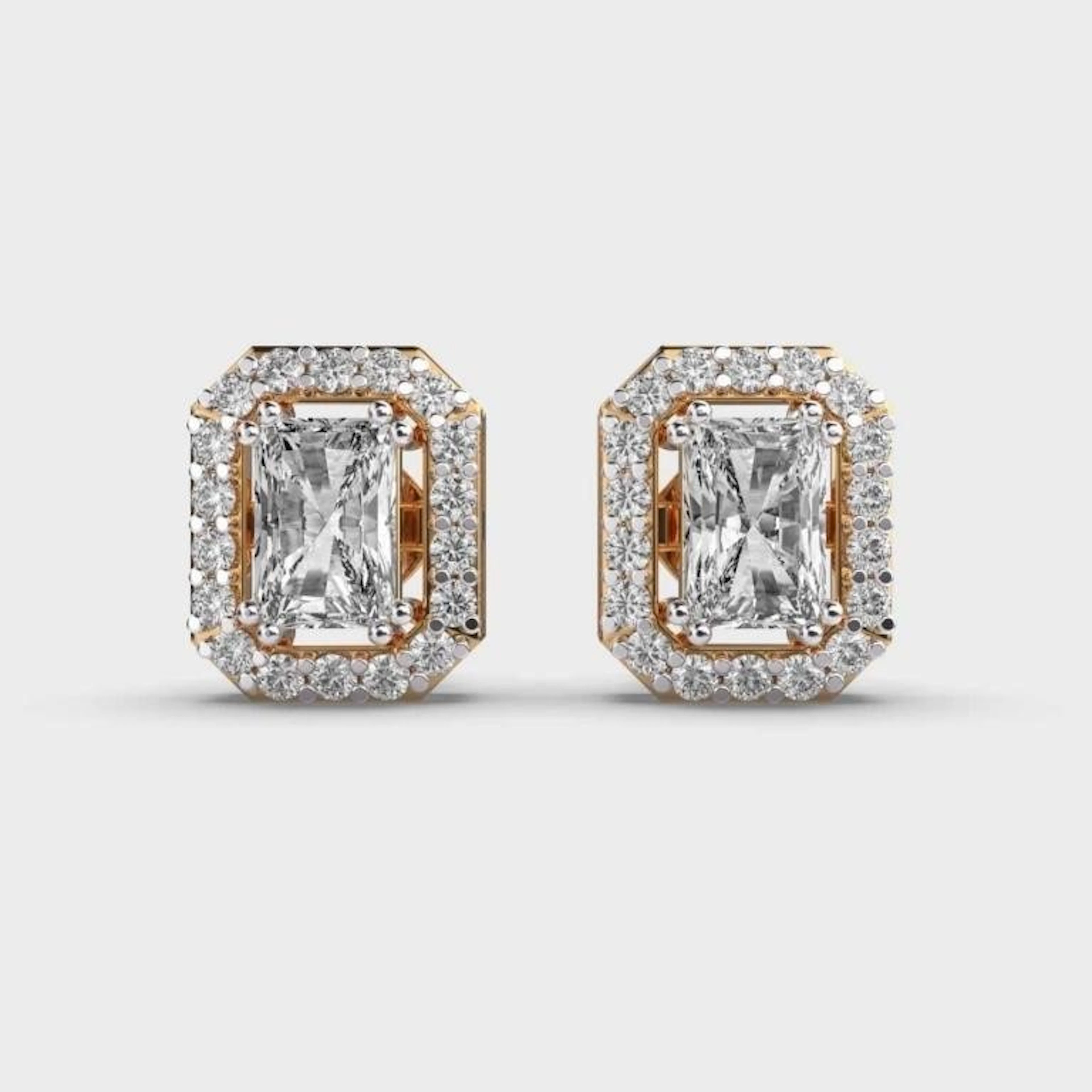 Gold & White Diamond 2.50 Cts Earrings Studs