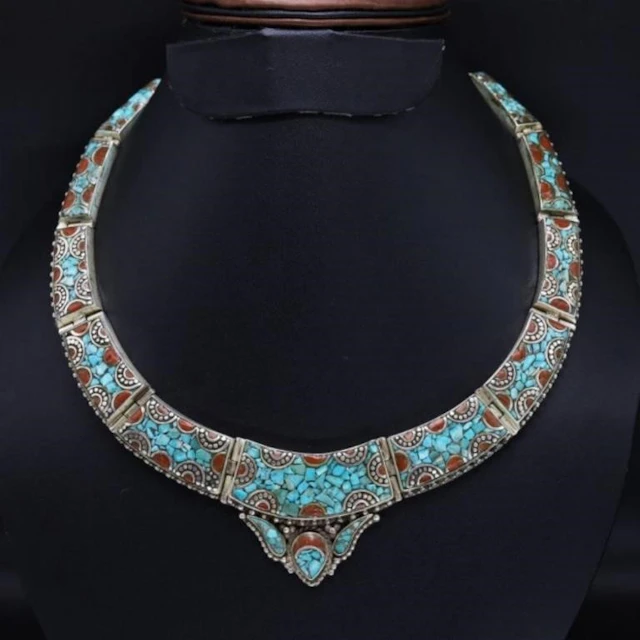 Tibet Natural Stone Tribal Queen Royal Necklace