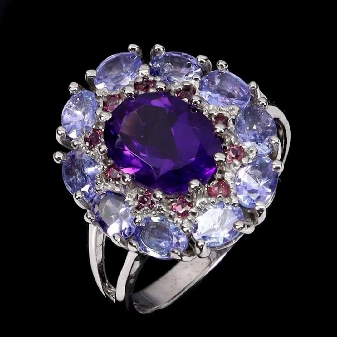 Natural Amethyst & Tanzanite Ring