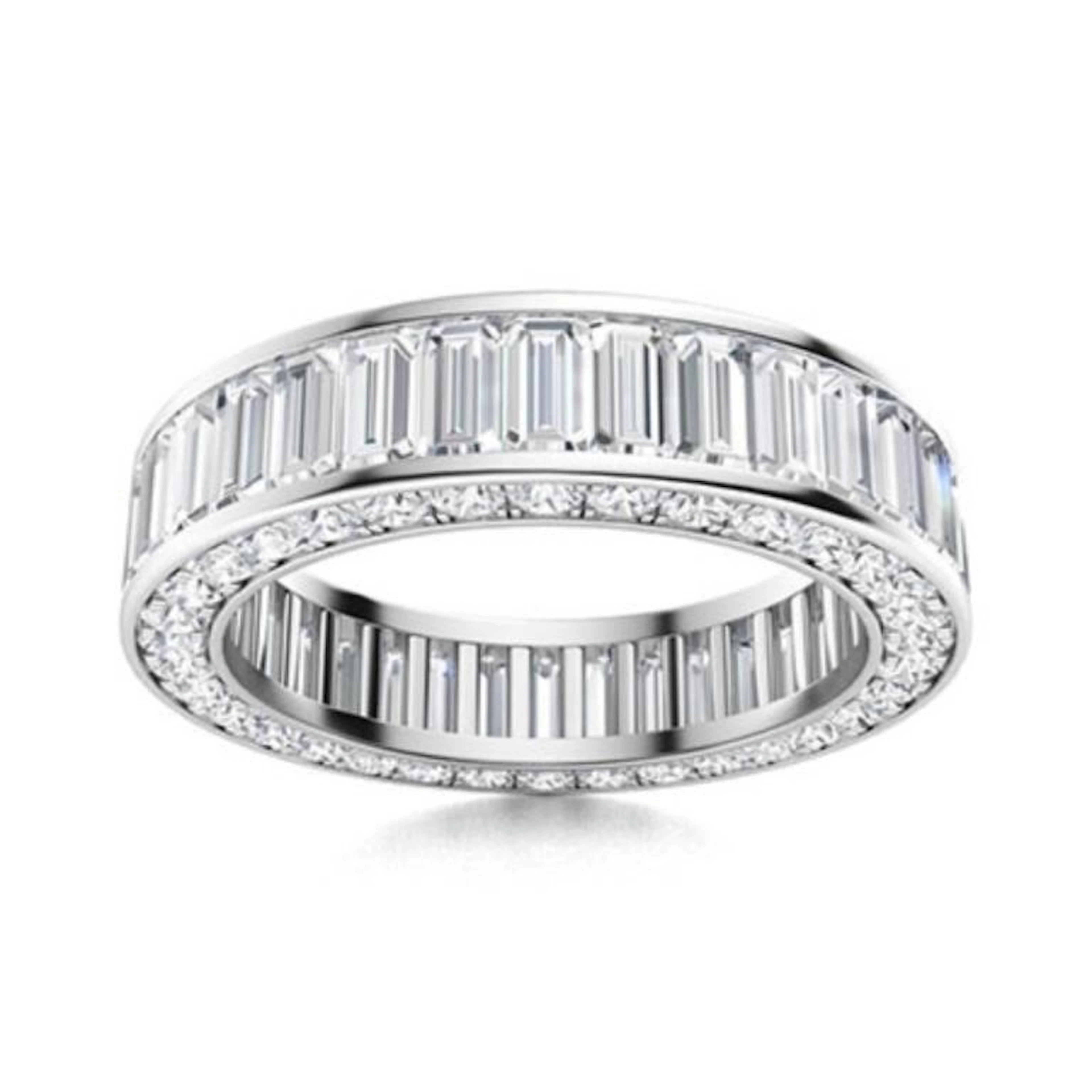 Gold & Lab Round Diamond 5.23 Cts Eternity Ring