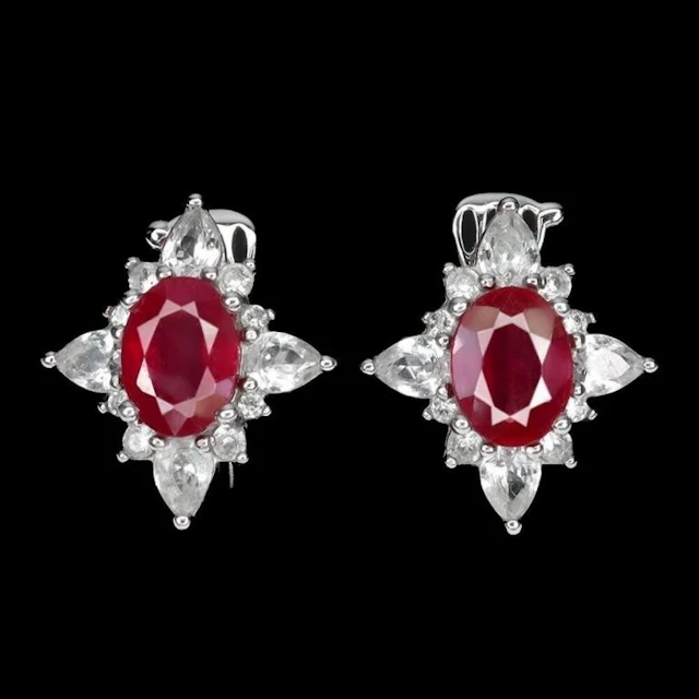 Natural Pigeon Blood Red Ruby Earrings