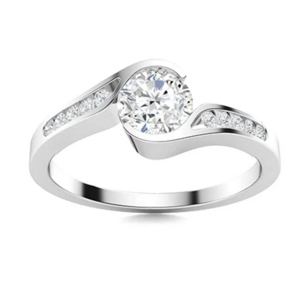 Gold & Brilliant White Diamond 1.50 Cts Ring - E/V