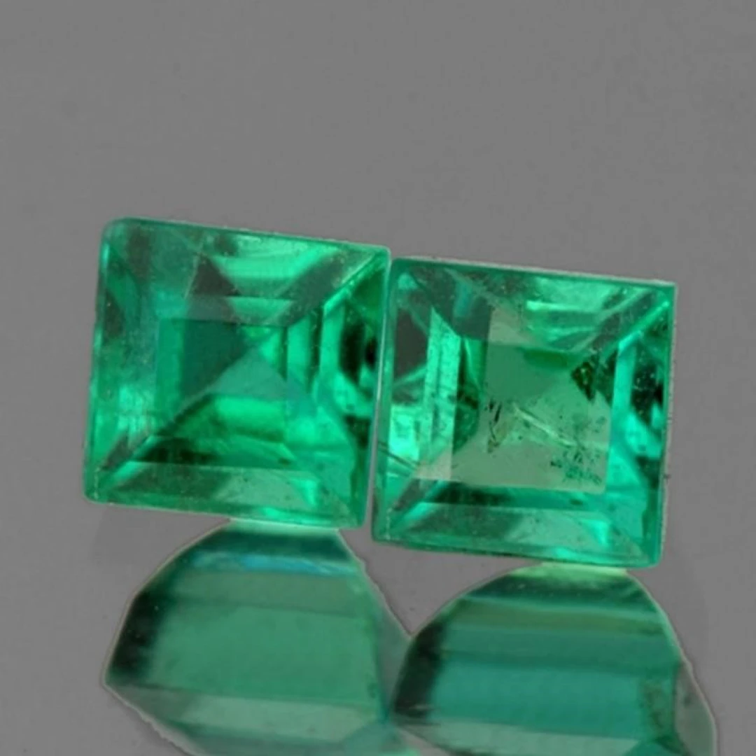 Natural Princess Zambian Green Emerald Pair