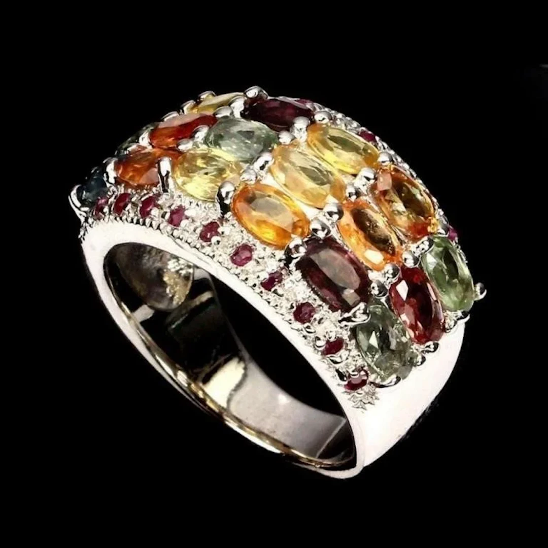 Natural Fancy Color Sapphire & Ruby Ring