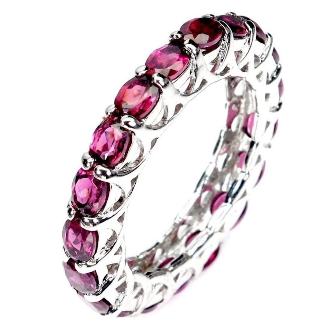 Natural Rhodolite Garnet Eternity Ring