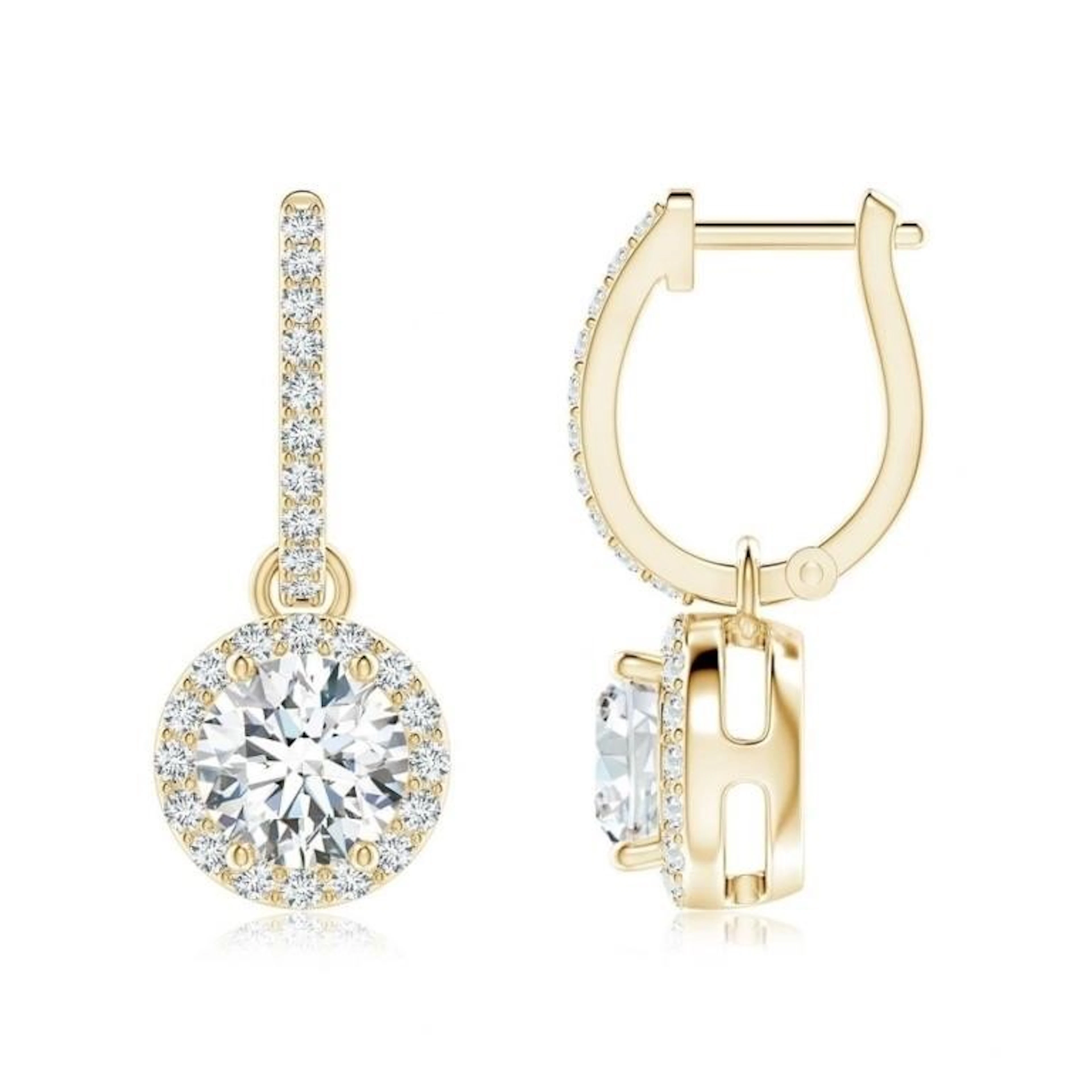 Gold & White Diamond 5.00 Cts Drop Earrings