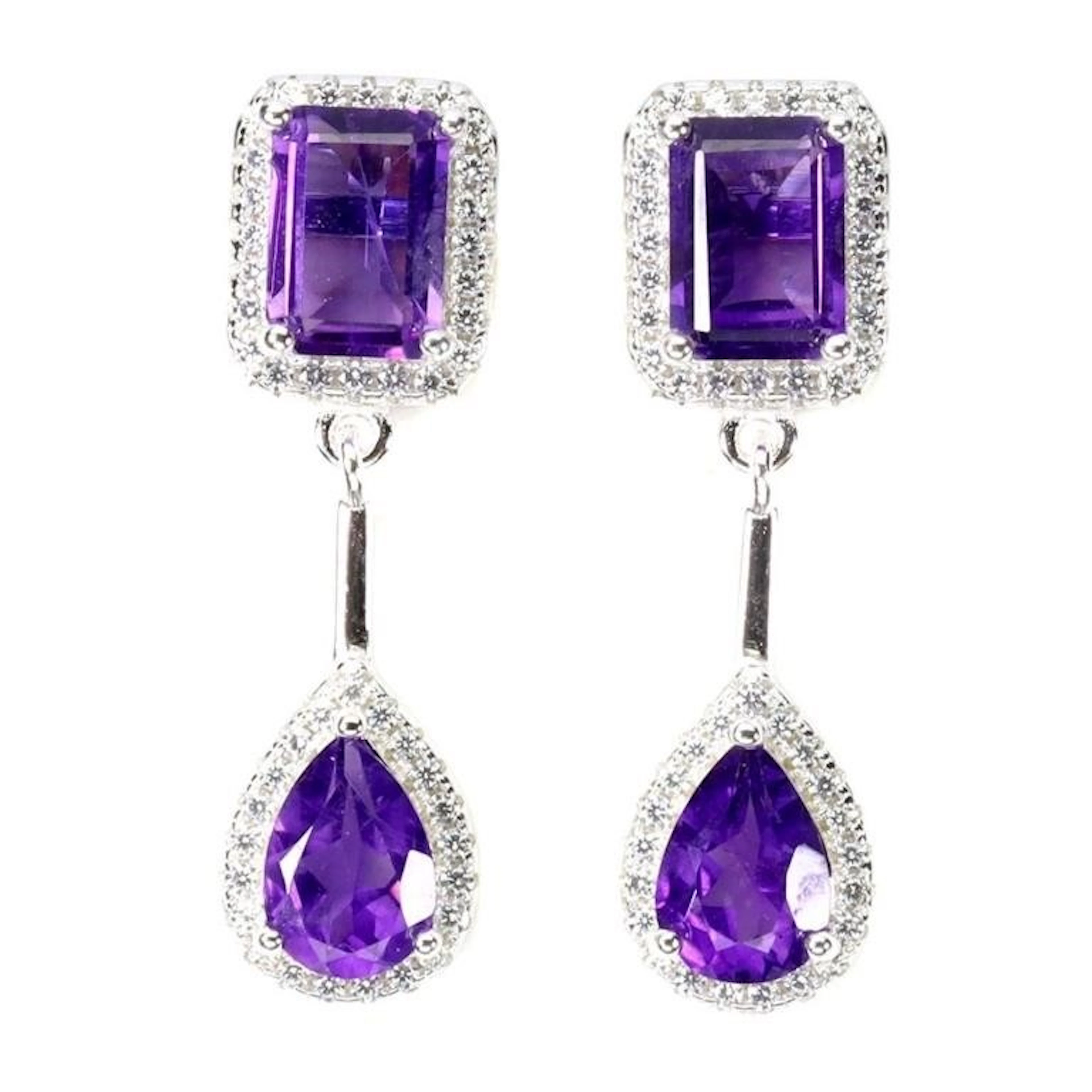 Natural Uruguay Purple Amethyst Earrings