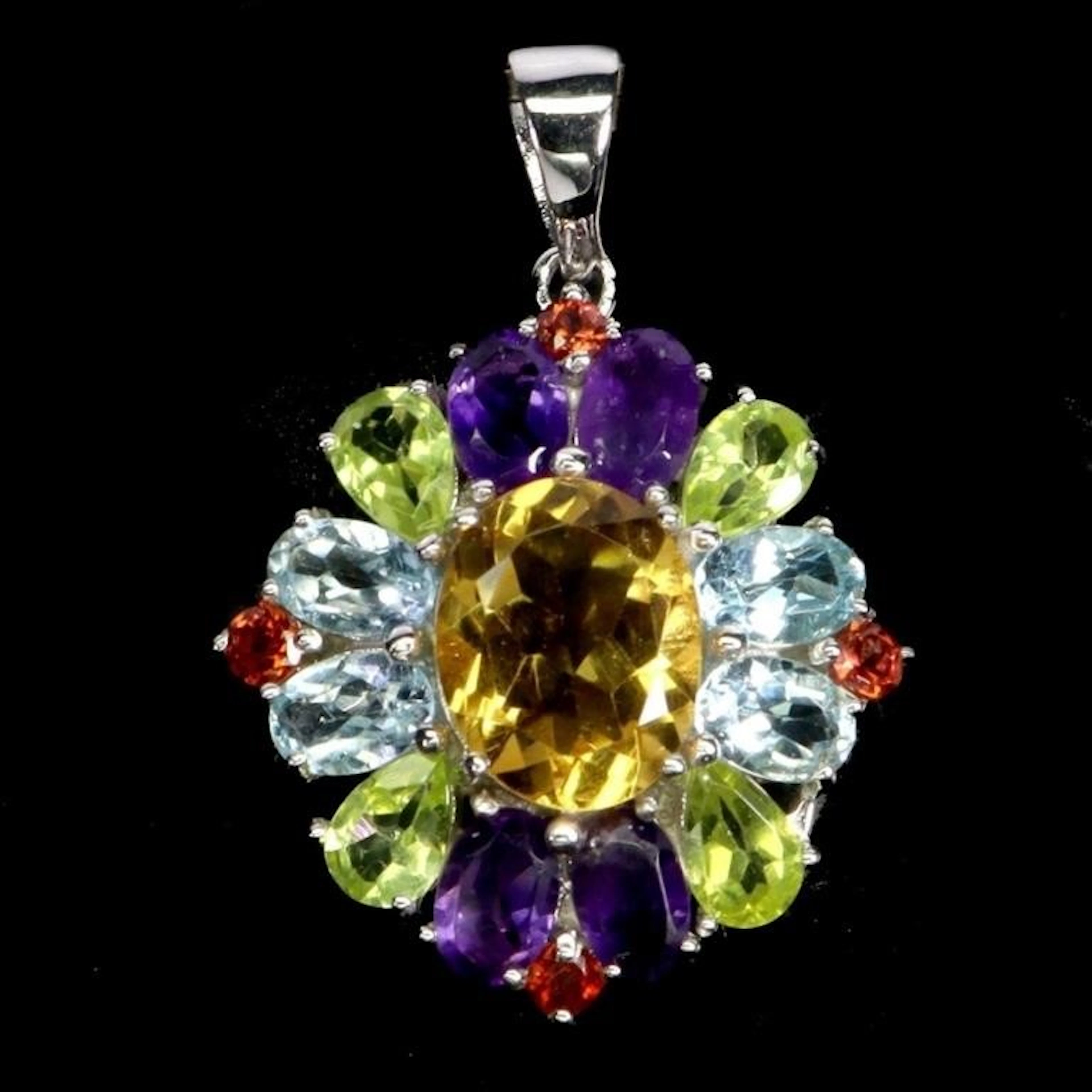 Natural Multi Stone Cocktail Pendant