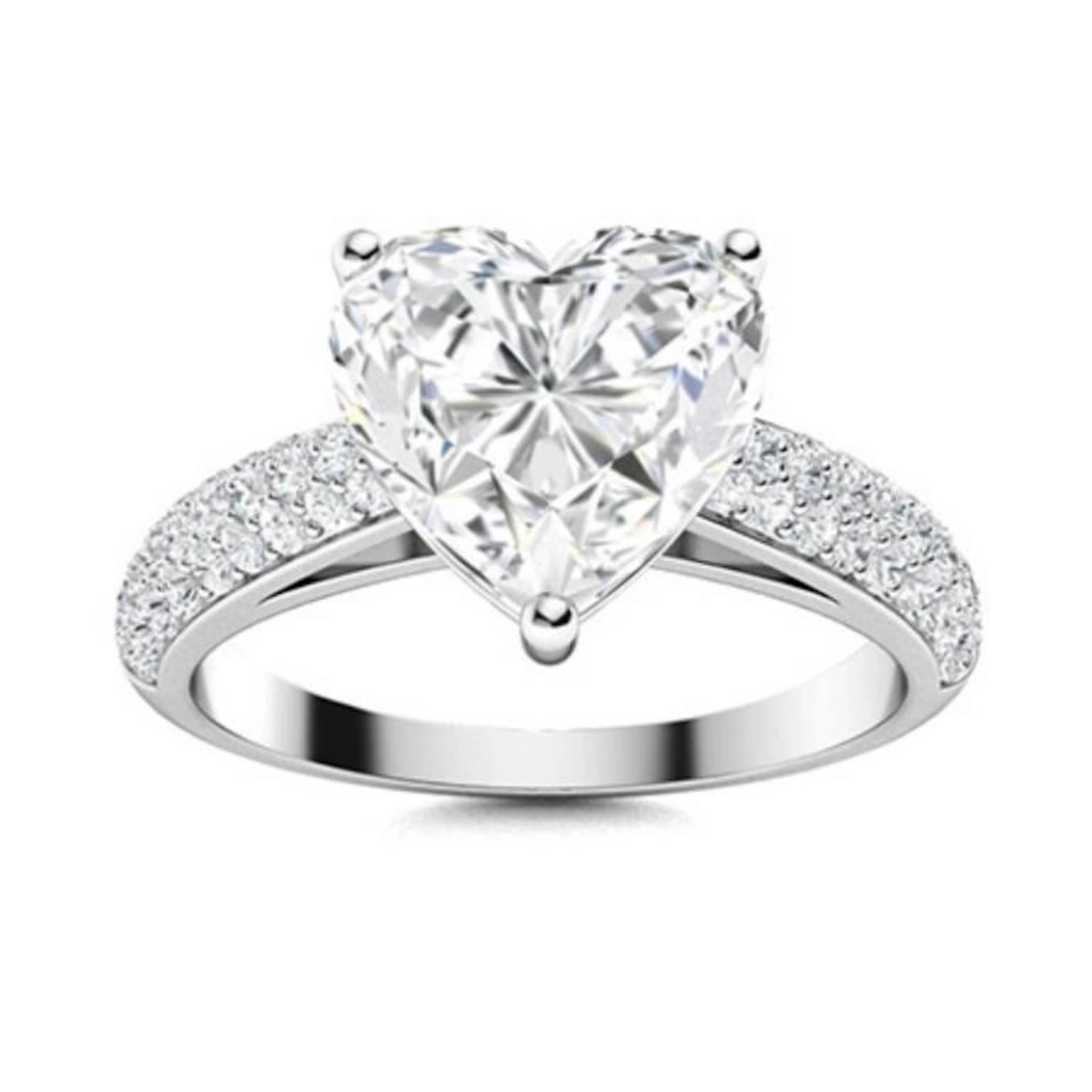Gold & Brilliant White Heart Diamond 4.50 Cts Ring