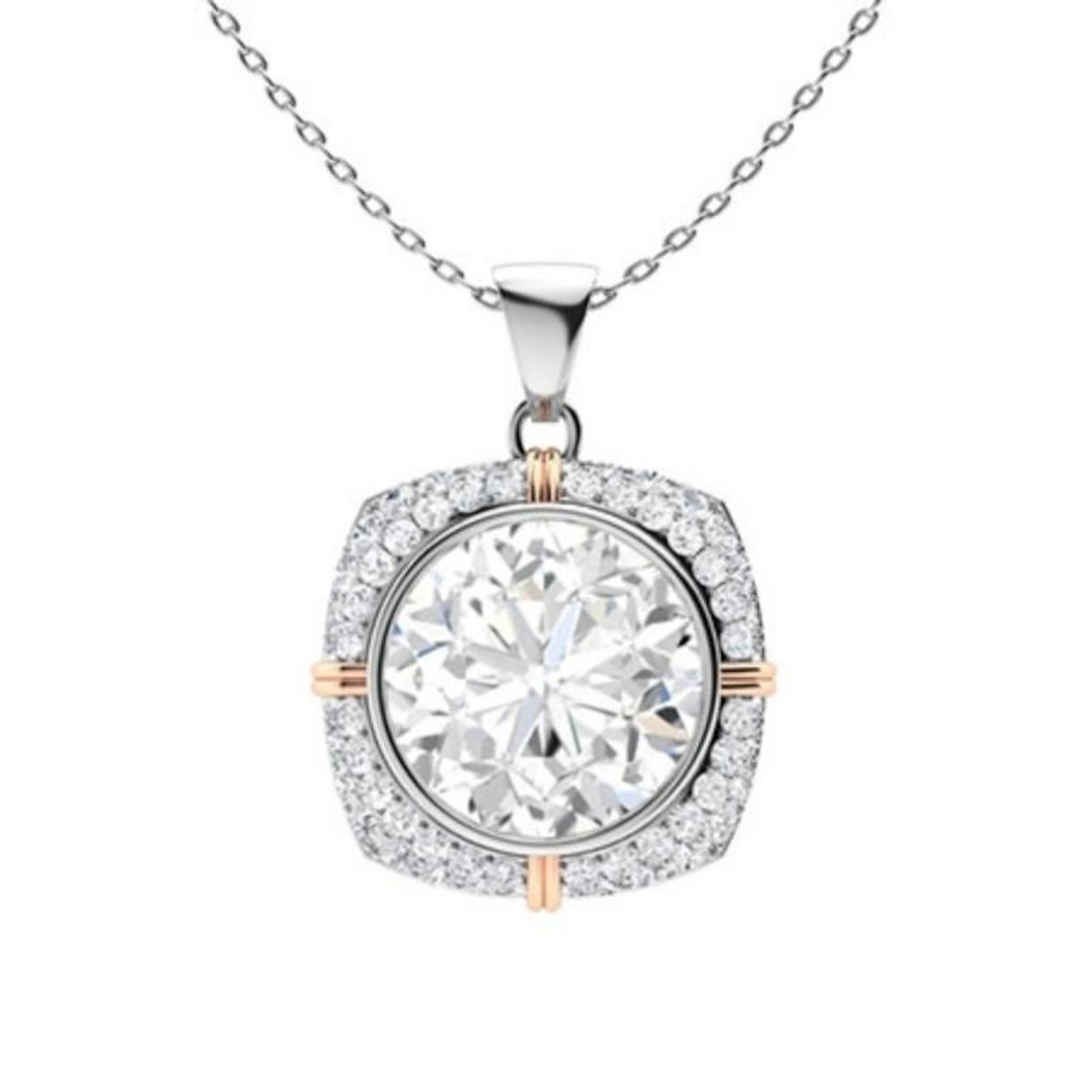 Gold & White Diamonds 2 Cts Necklace - E/VVS