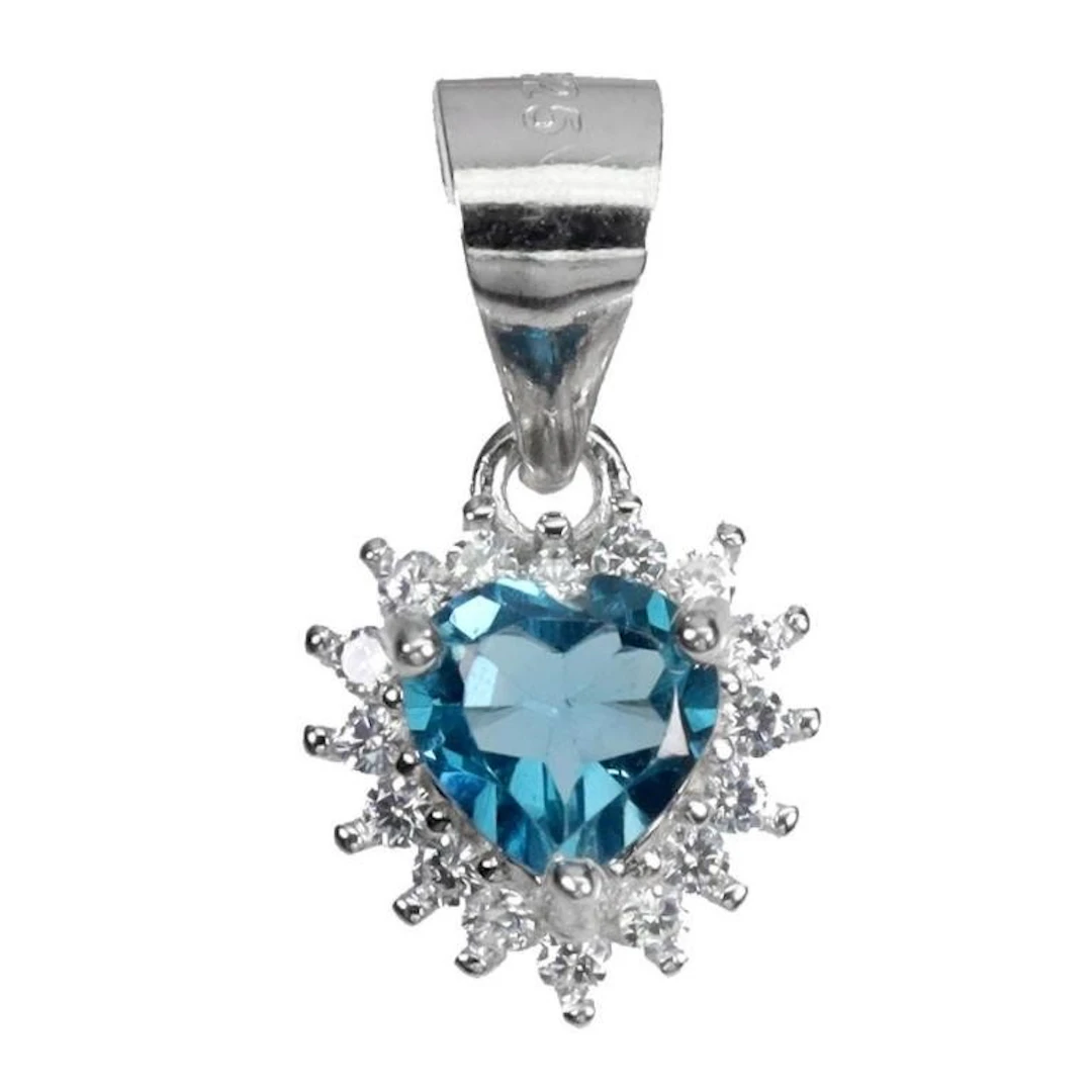 Natural London Blue Topaz Heart Pendant