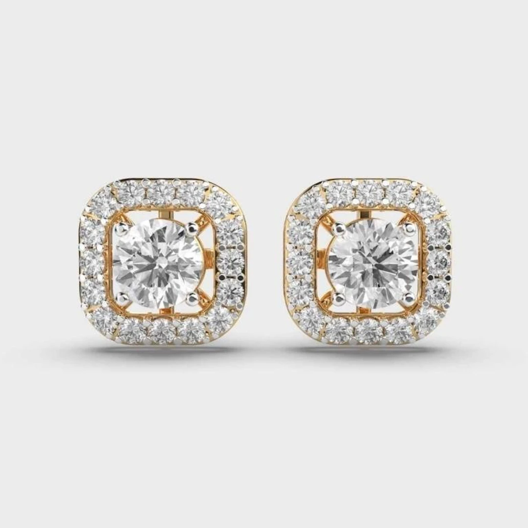 Gold & Lab Diamond 6.00 Cts Ear Studs