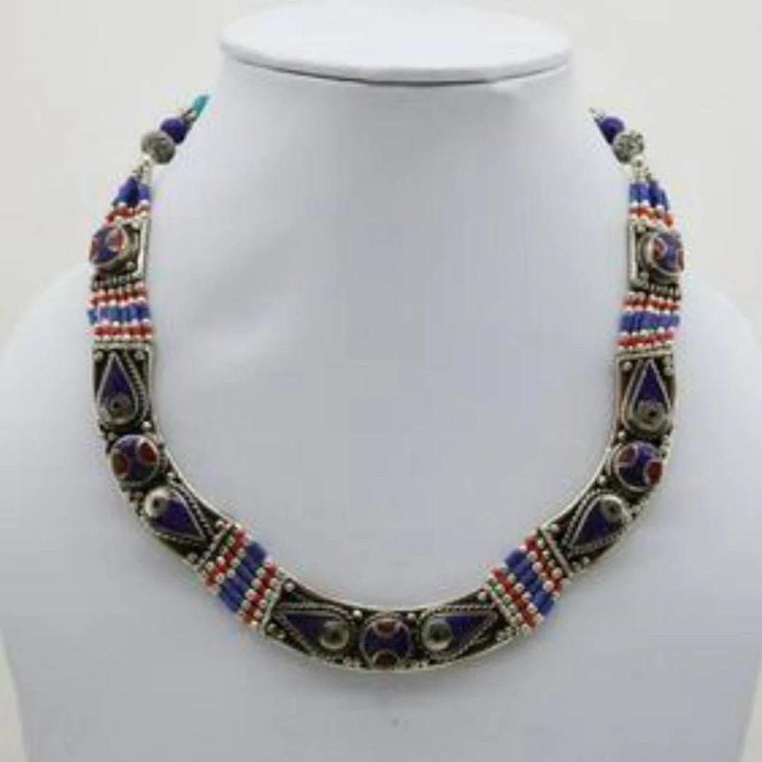 Tibet Natural Stone Tribal Queen Royal Necklace