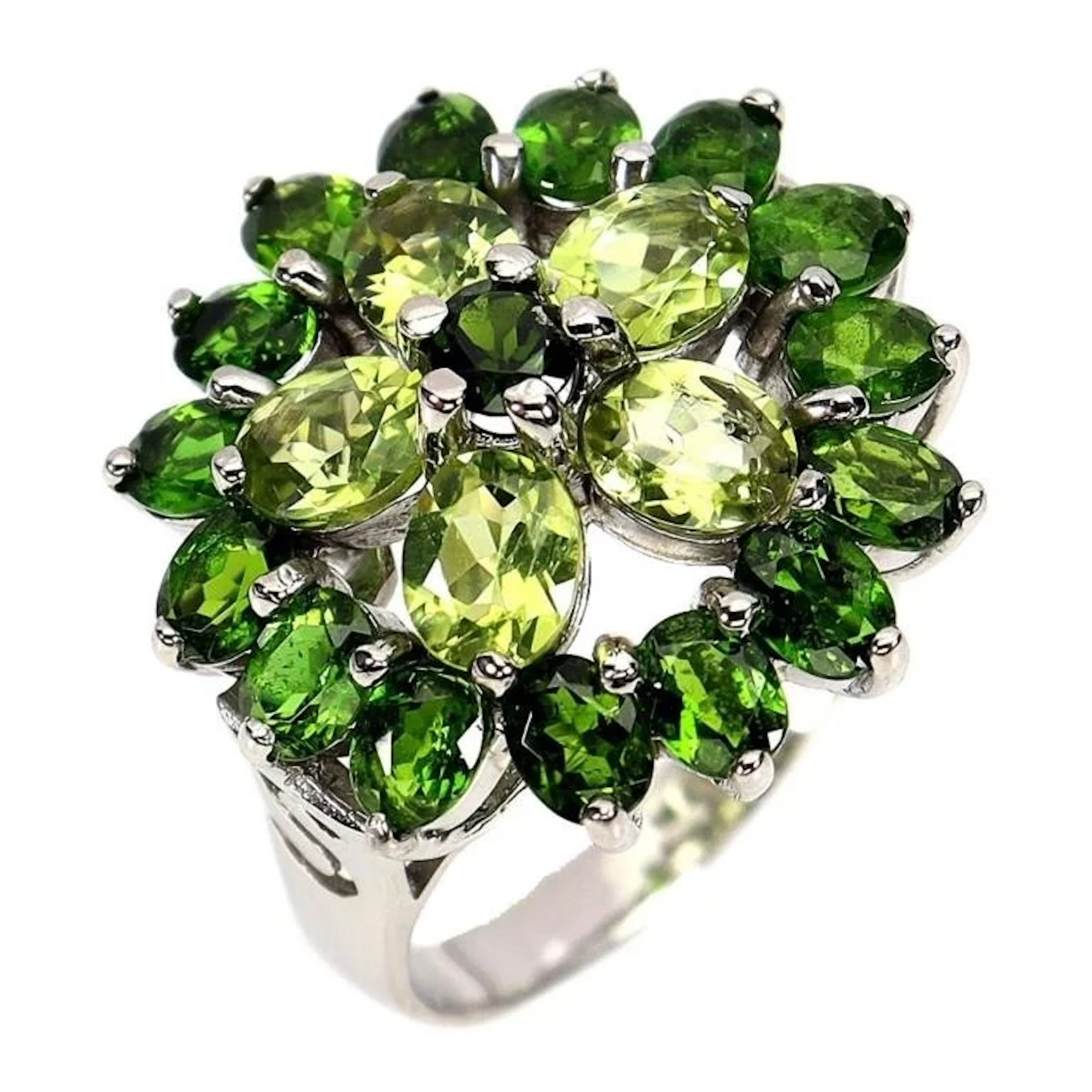 Natural Peridot & Chrome Diopside Ring