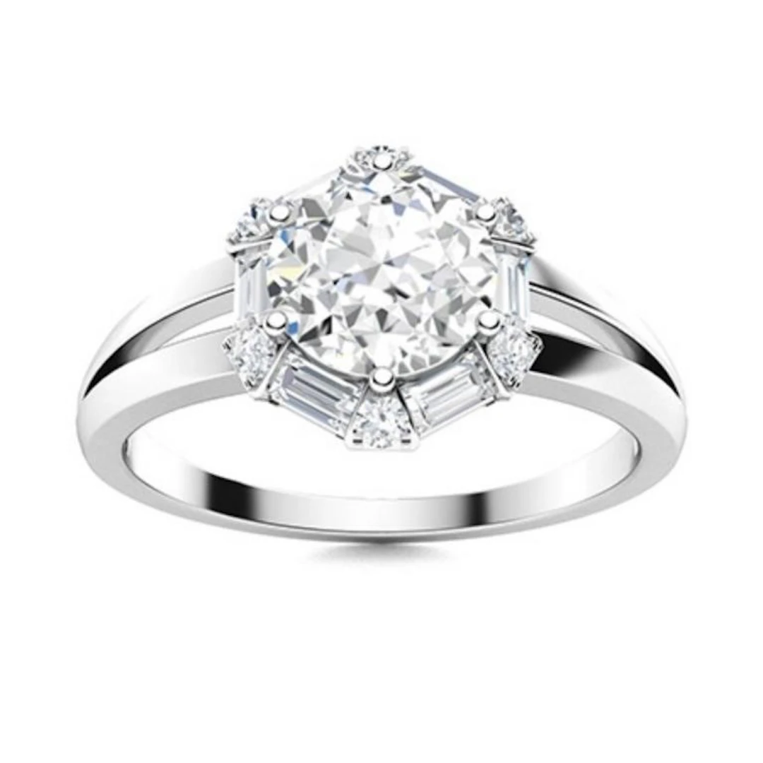Gold & Brilliant White Diamond 2.50 Cts Ring - E/V