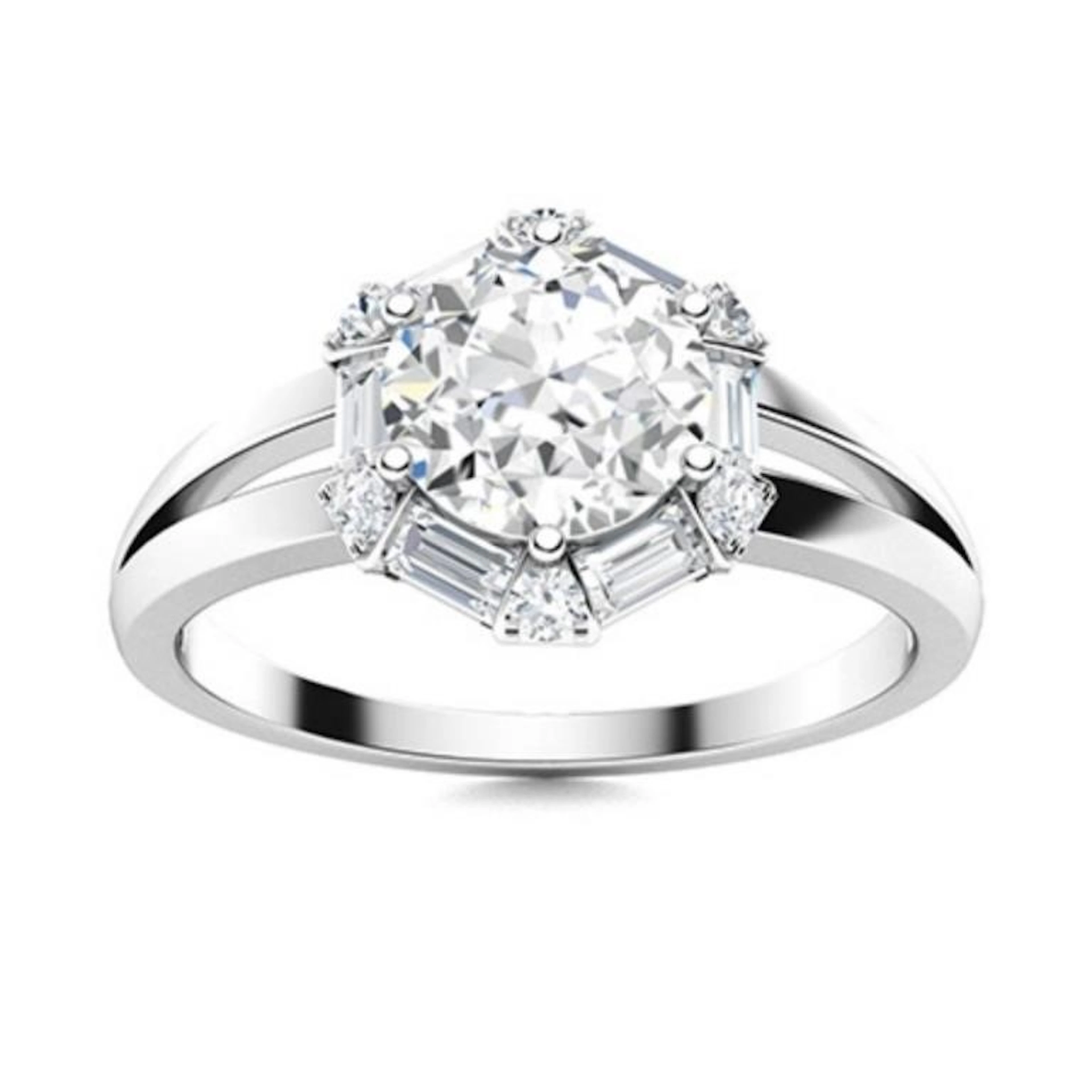 Gold & Brilliant White Diamond 2.50 Cts Ring - E/V