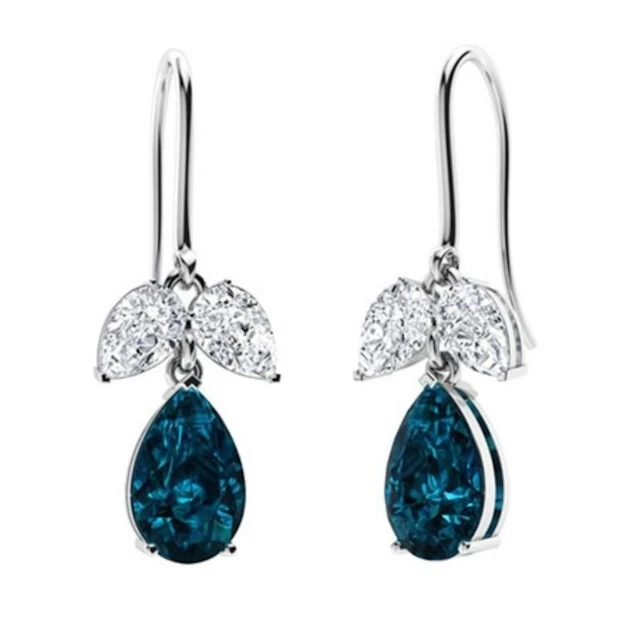 Gold Natural London Topaz Diamonds Drop EarRings