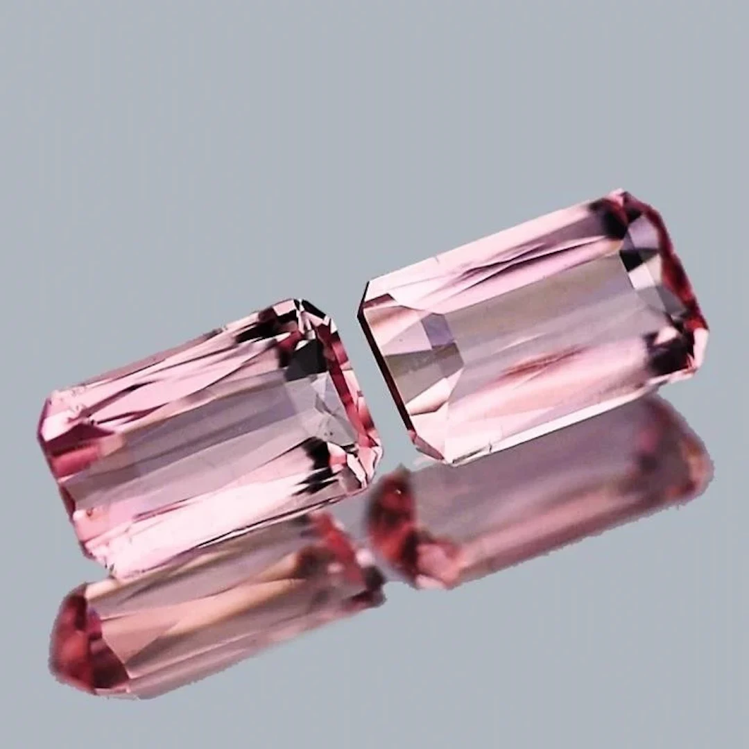 Natural Padparadscha Pink Tourmaline Pair {Flawles