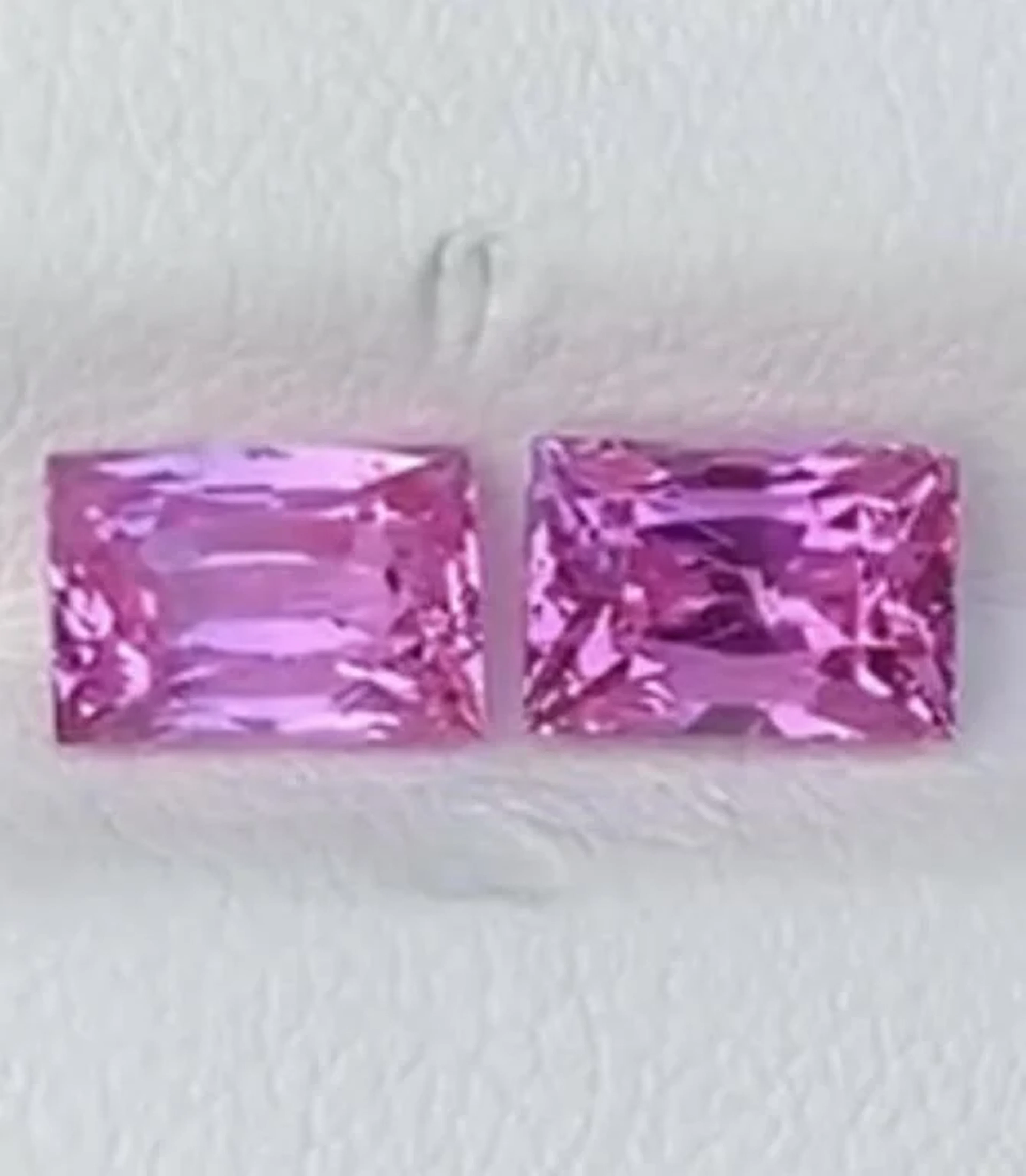 Natural Vivid Pink Sapphire Pair 3.33 Cts - VVS