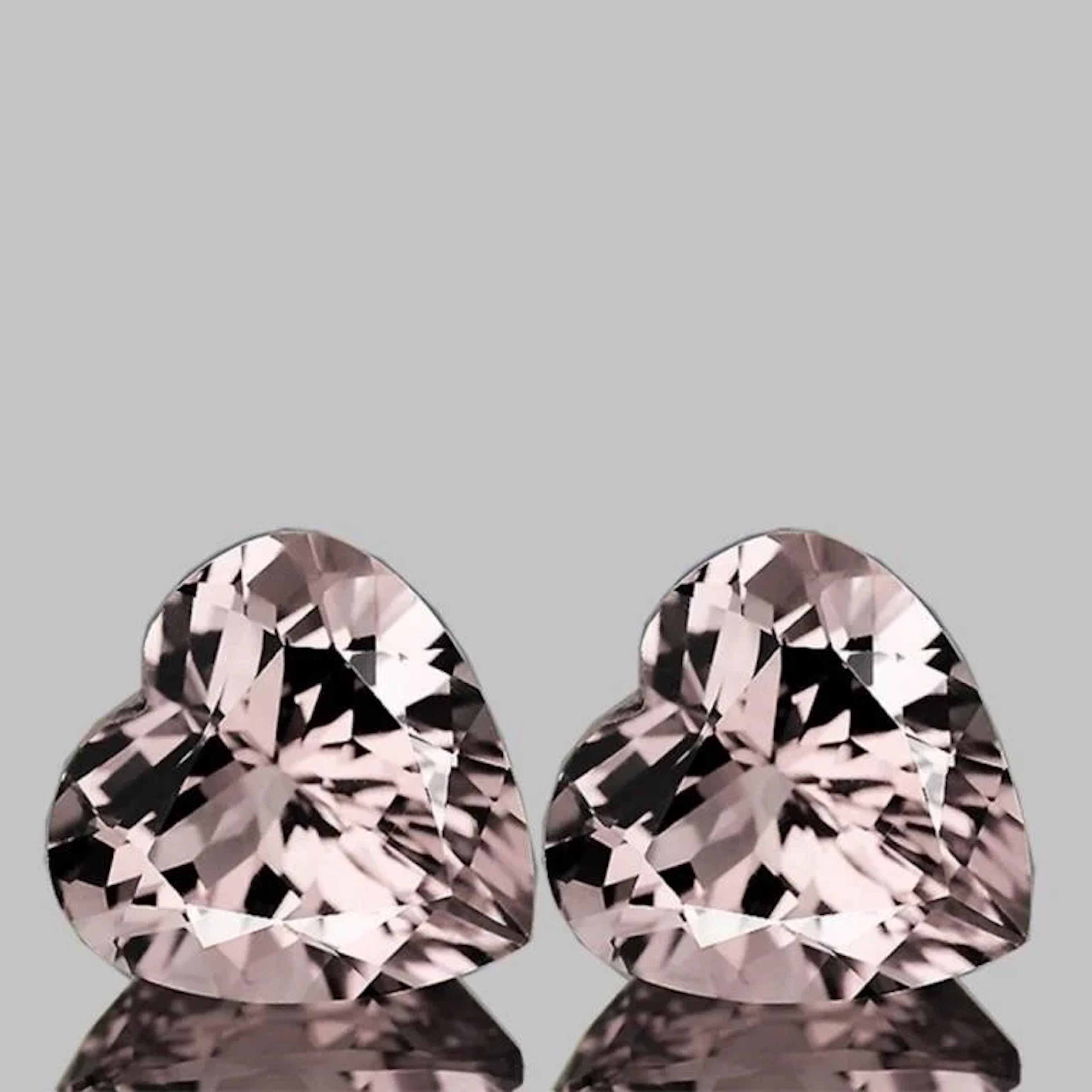 Natural Peach Pink Morganite Hearts Pair [Flawless