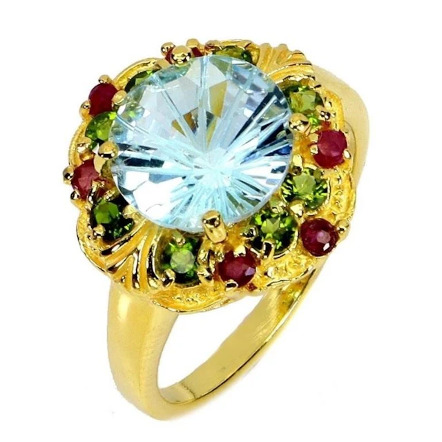 Natural Topaz Ruby Ring