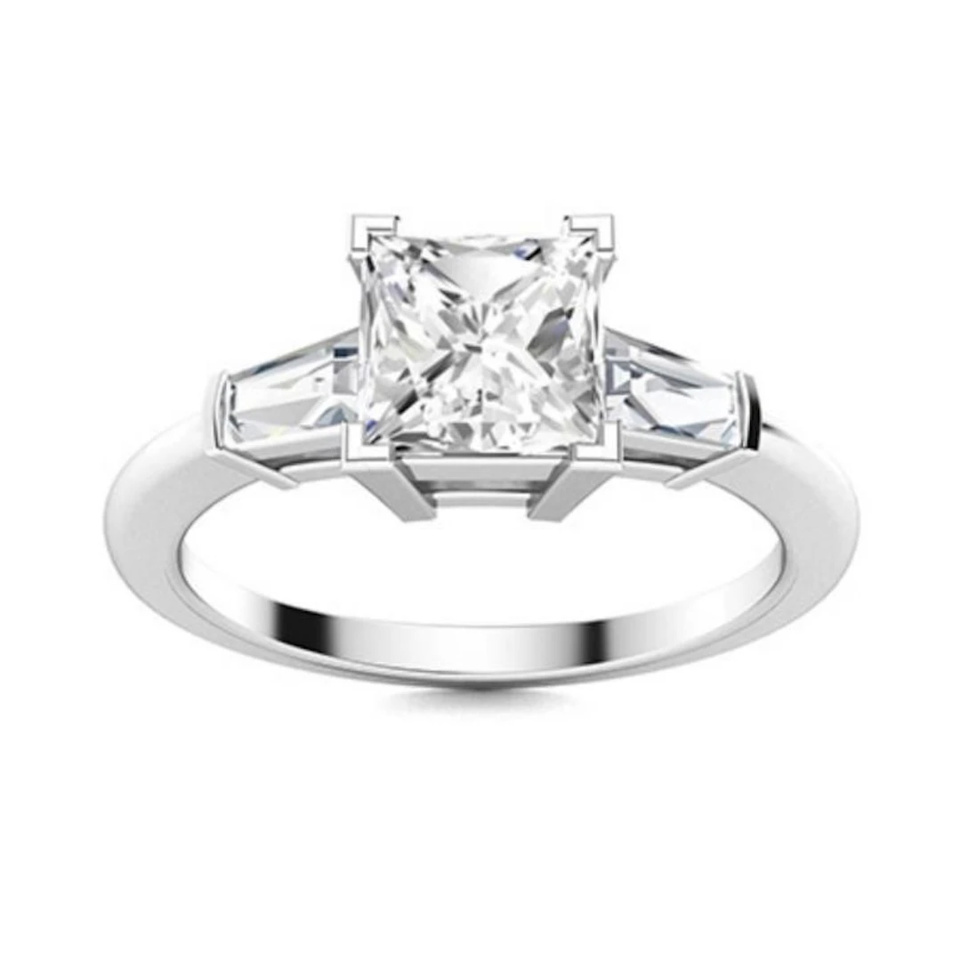 Gold & Brilliant White Diamond 2.50 Cts Ring - E/V