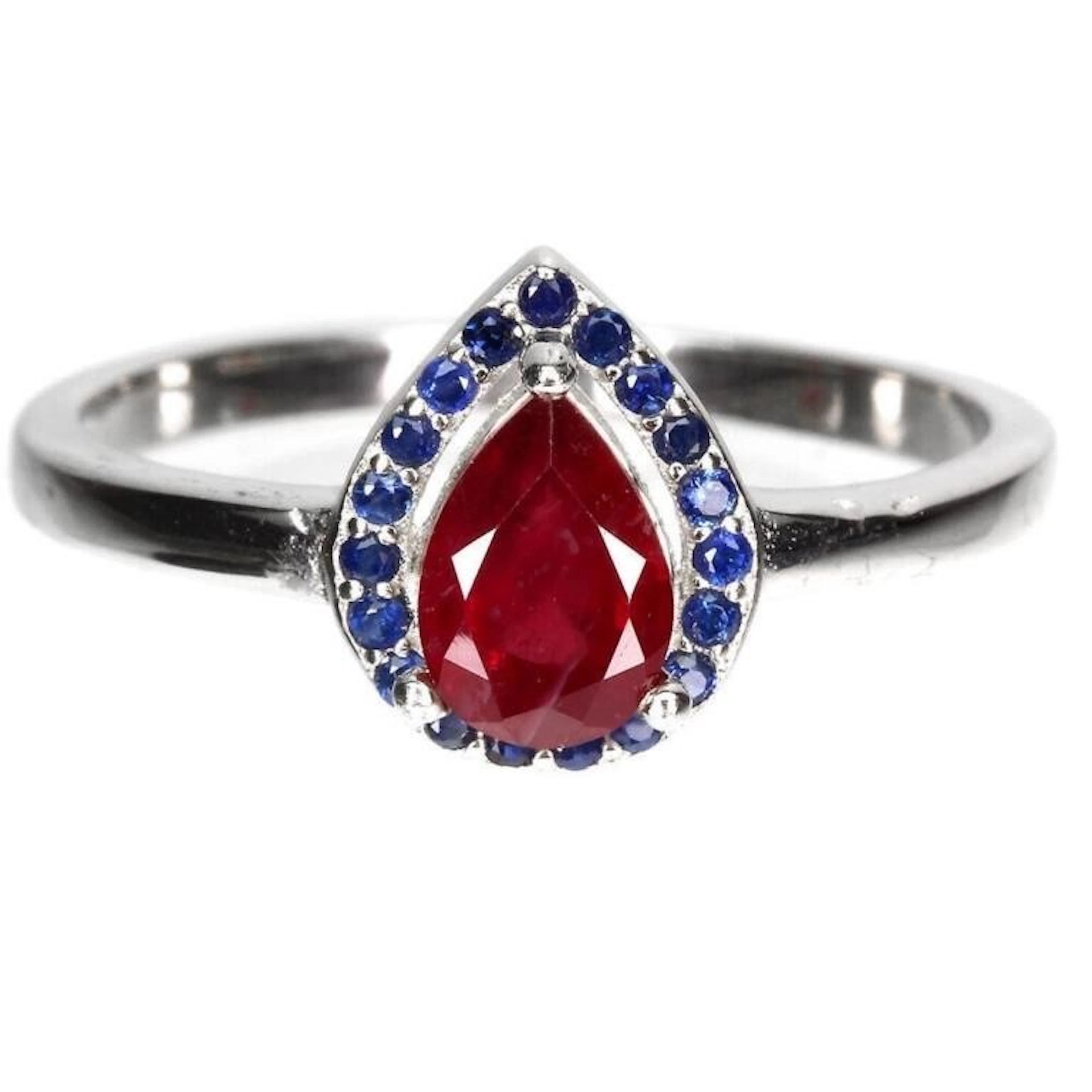 Natural Pigeon Blood Red Ruby and Sapphire Ring
