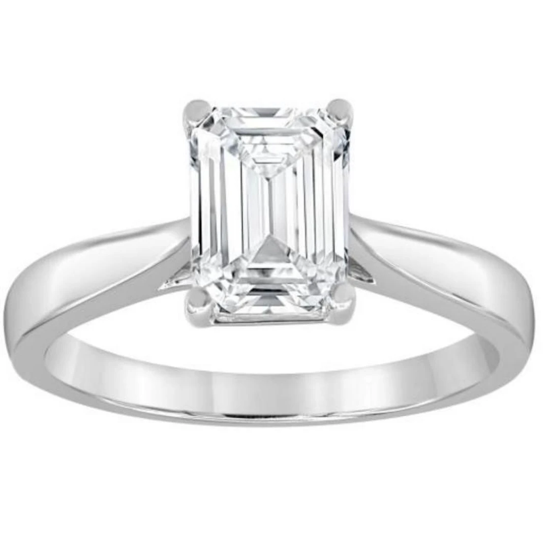 Gold & Octagon White Diamond 3 Cts Ring - E/VVS