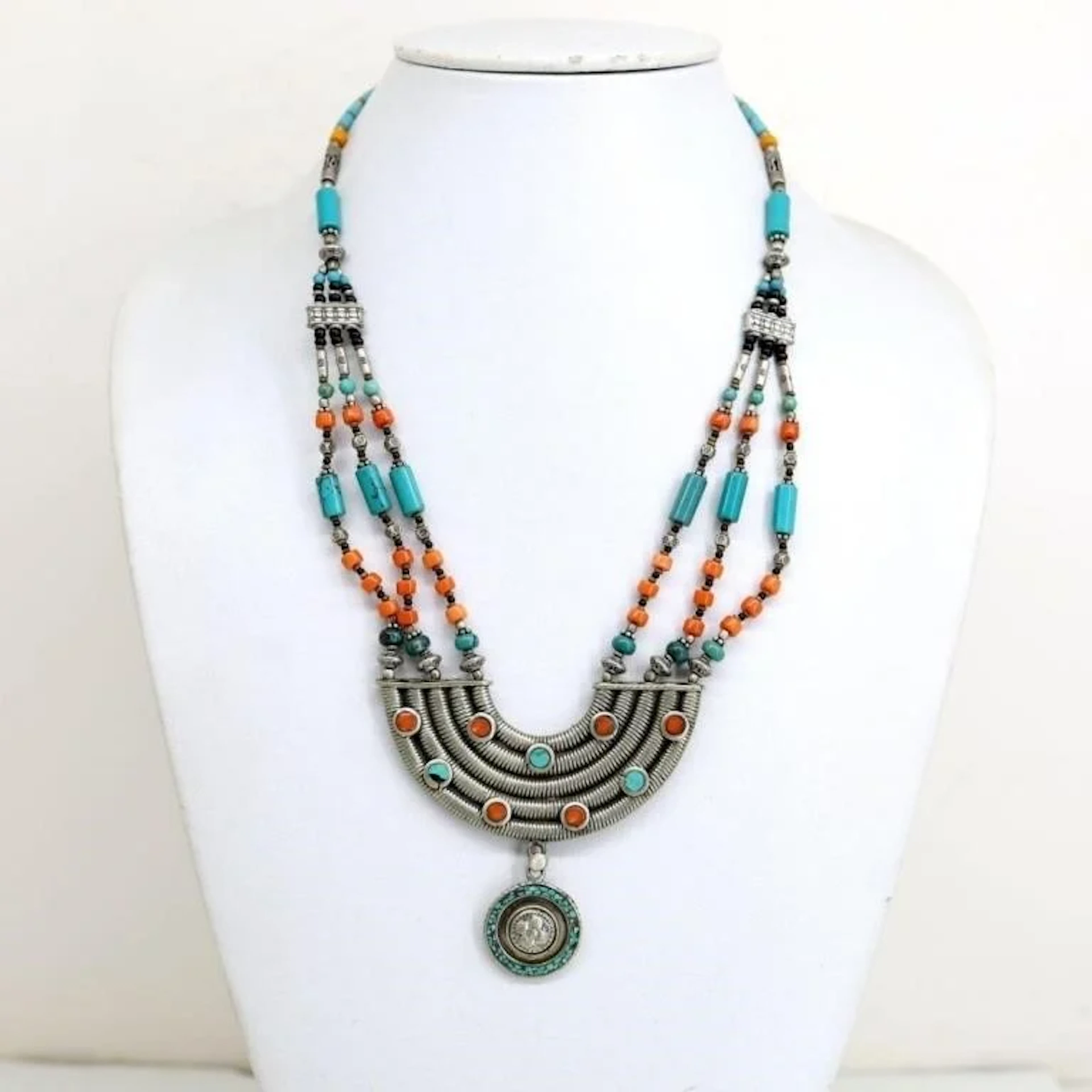 Tibet Natural Stone Tribal Queen Royal Necklace