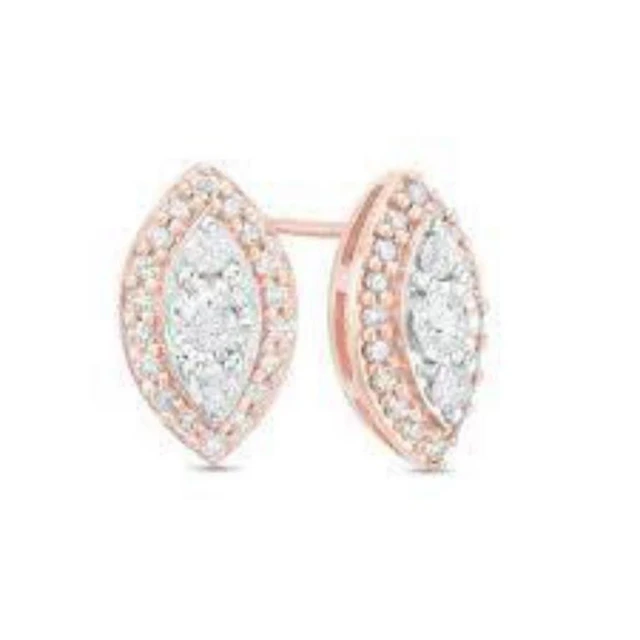 Gold & Lab Marquise Diamond 5.00 Cts Earrings Stud