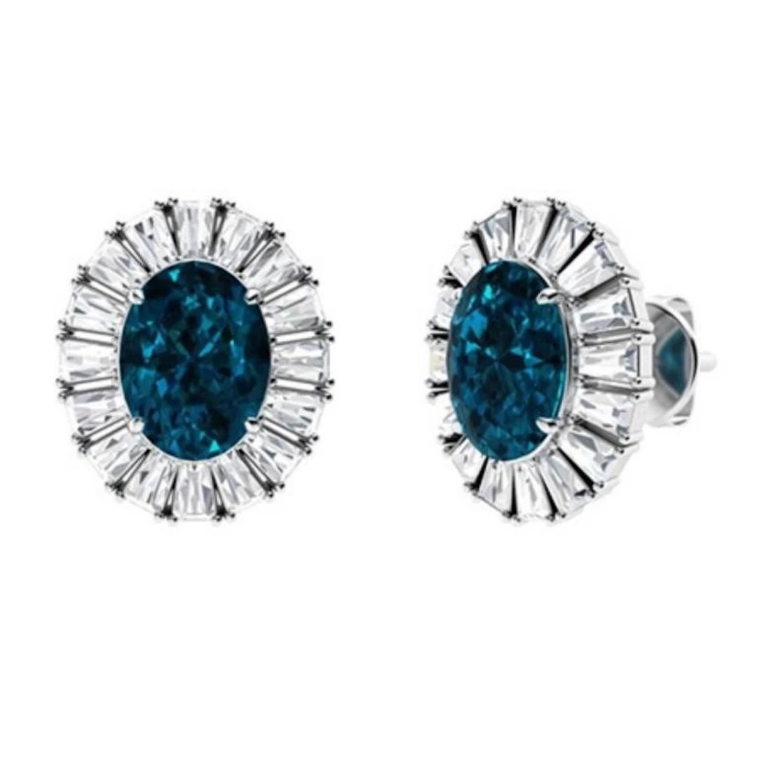 Gold Natural London Topaz Diamonds 5 Cts EarStuds