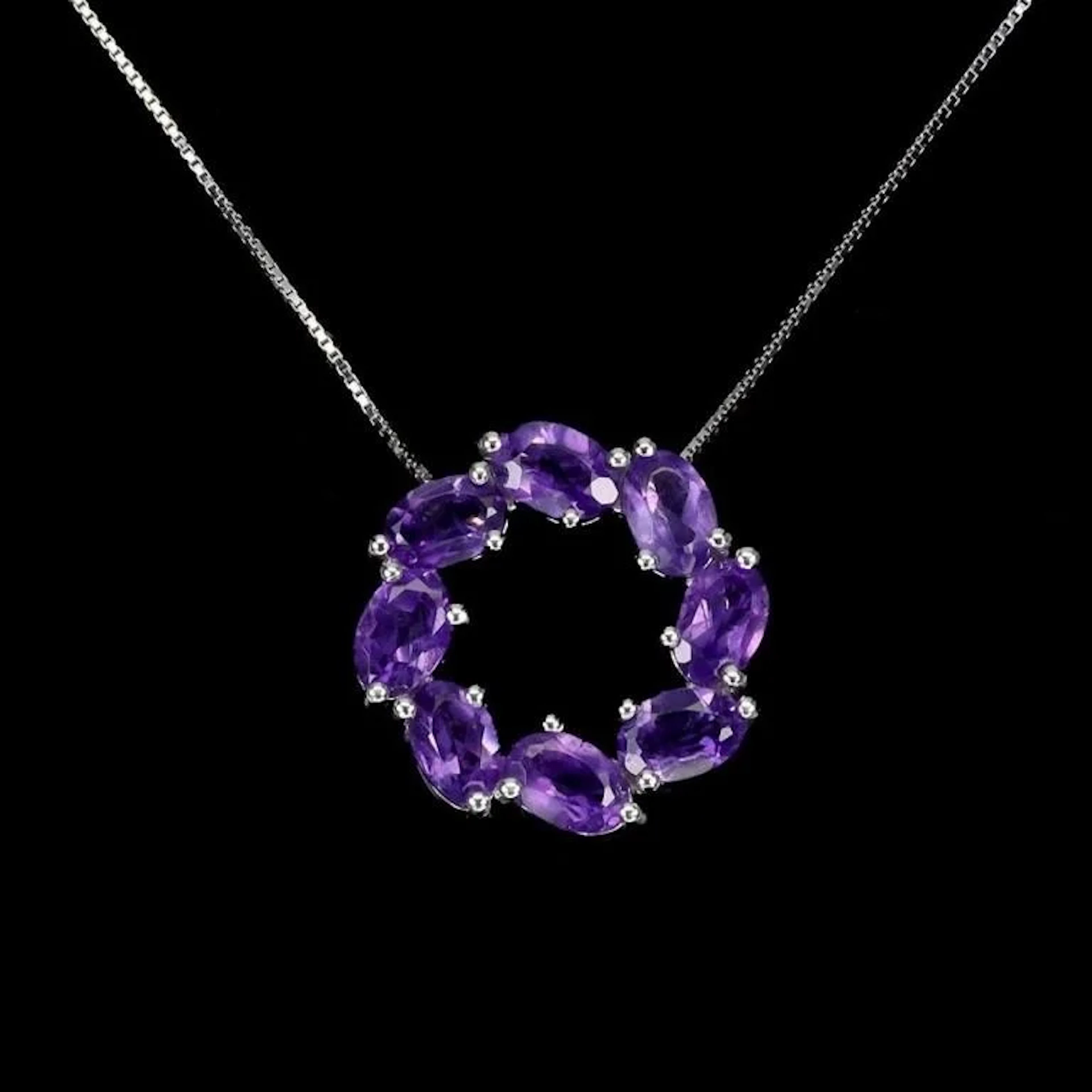 Natural Oval Purple Amethyst Necklace
